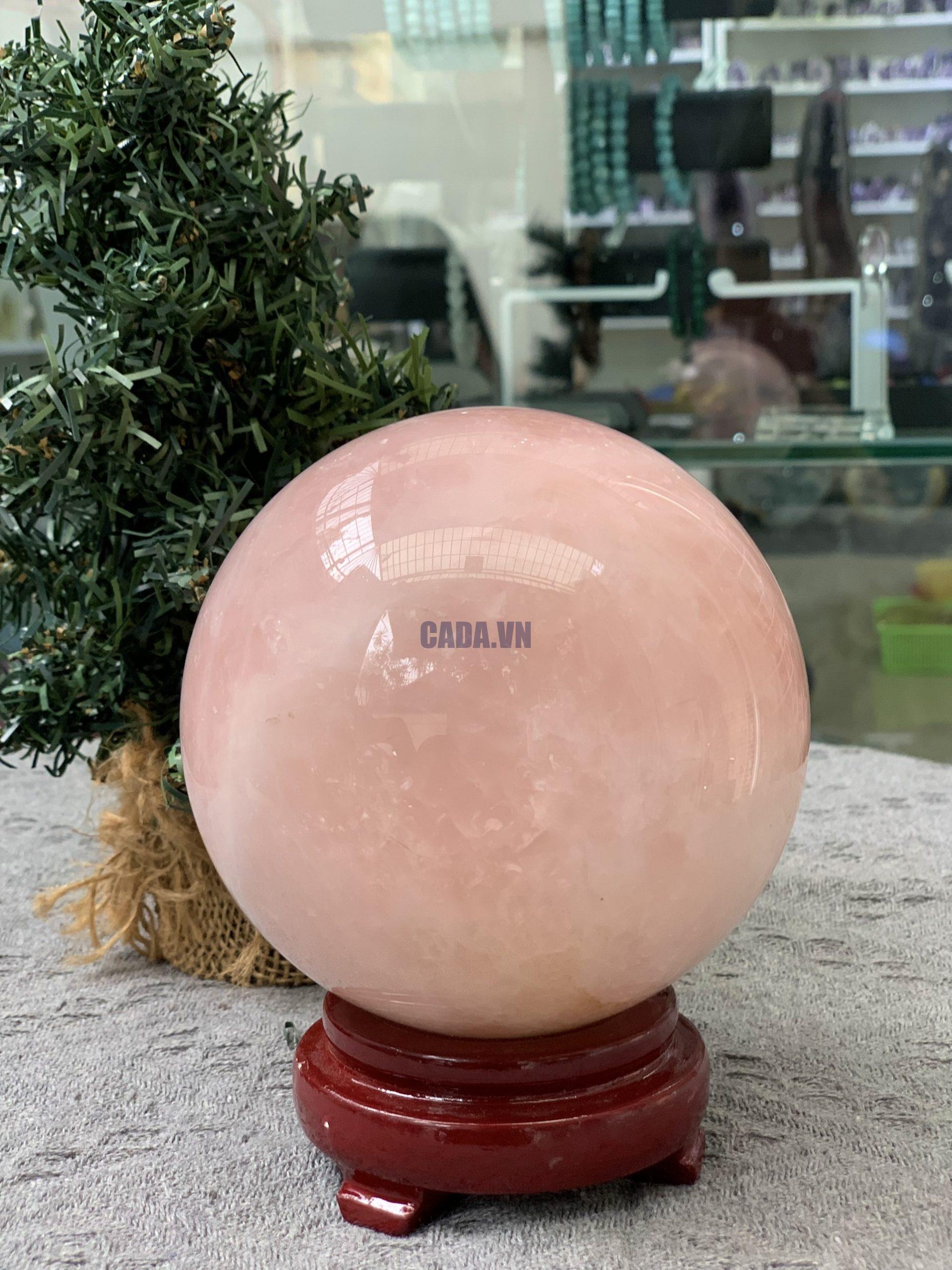 Bi cầu Thạch Anh Hồng – Rose Quartz Sphere (BH185), ĐK: 11,15CM, KL: 1,91KG