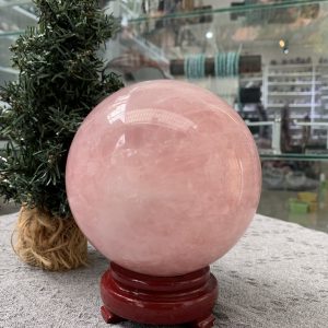 Bi cầu Thạch Anh Hồng – Rose Quartz Sphere (BH163), ĐK: 12,10CM, KL: 2,495KG