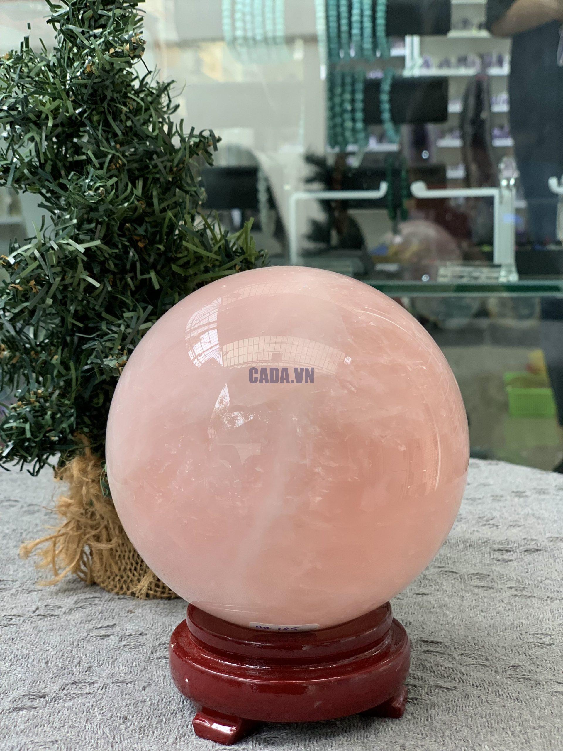 Bi cầu Thạch Anh Hồng – Rose Quartz Sphere (BH185), ĐK: 11,15CM, KL: 1,91KG