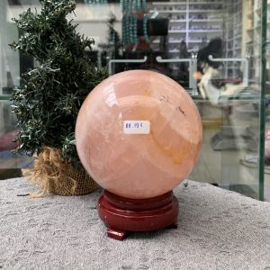 Bi cầu Thạch Anh Hồng – Rose Quartz Sphere (BH191), ĐK: 11,78CM, KL: 2,255KG