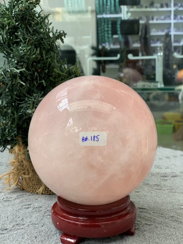 Bi cầu Thạch Anh Hồng – Rose Quartz Sphere (BH185), ĐK: 11,15CM, KL: 1,91KG