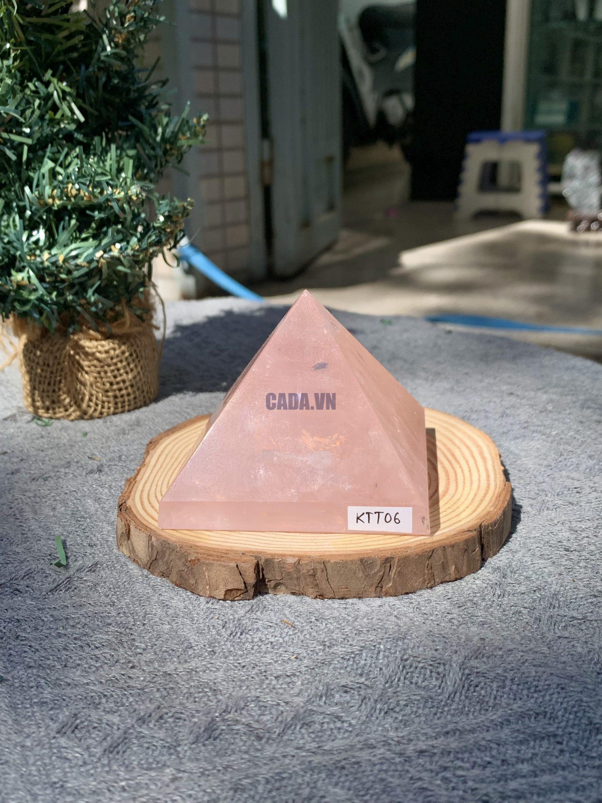 KIM TỰ THÁP ĐÁ THẠCH ANH HỒNG (KTT06) KT: 5,7*7,3 CM - KL: 0,335 KG