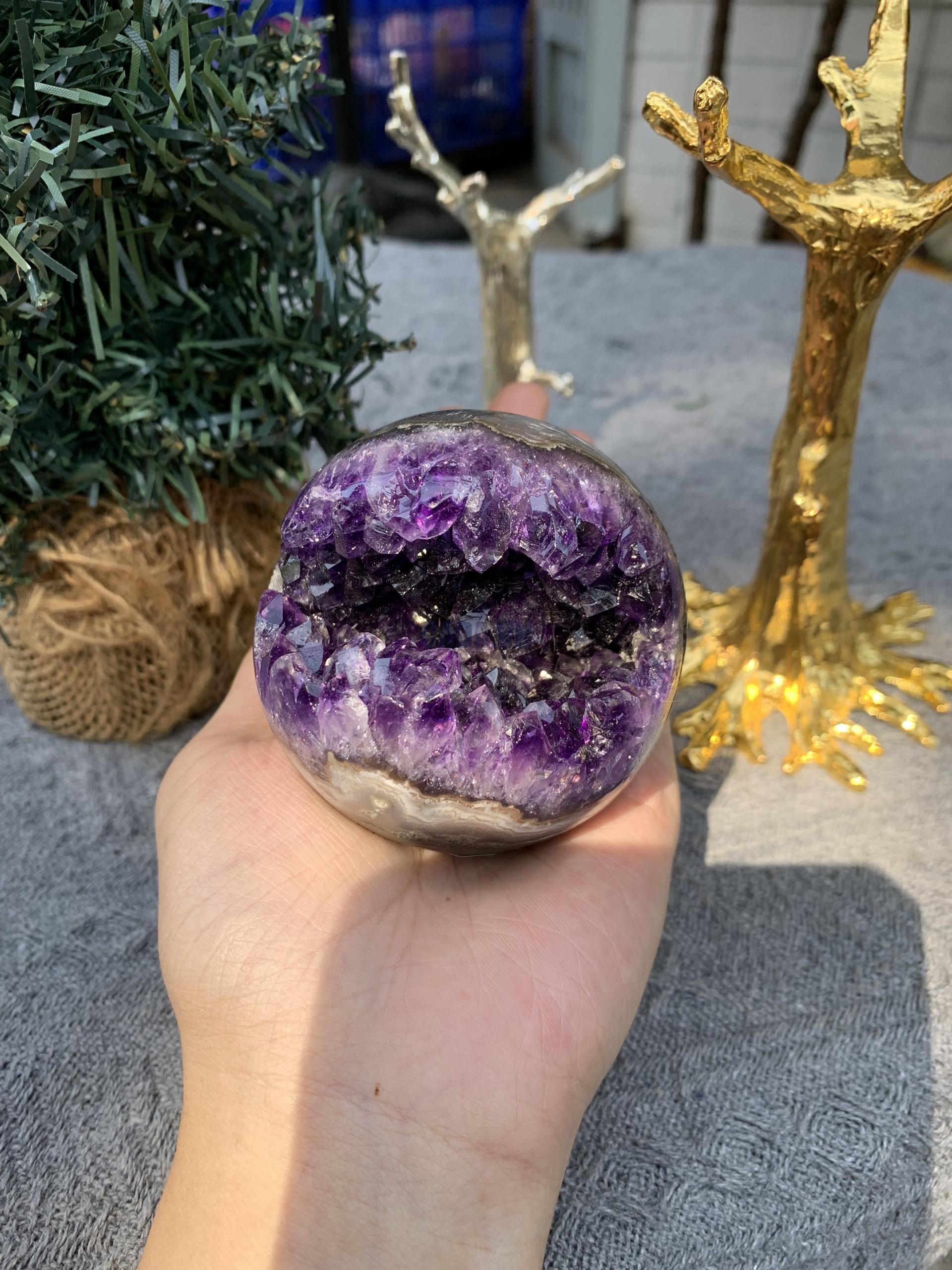 Bi Cầu Miệng Cười Thạch Anh Tím – Amethyst (BTH04) - KL: 0,345 KG - ĐK: 6,6CM