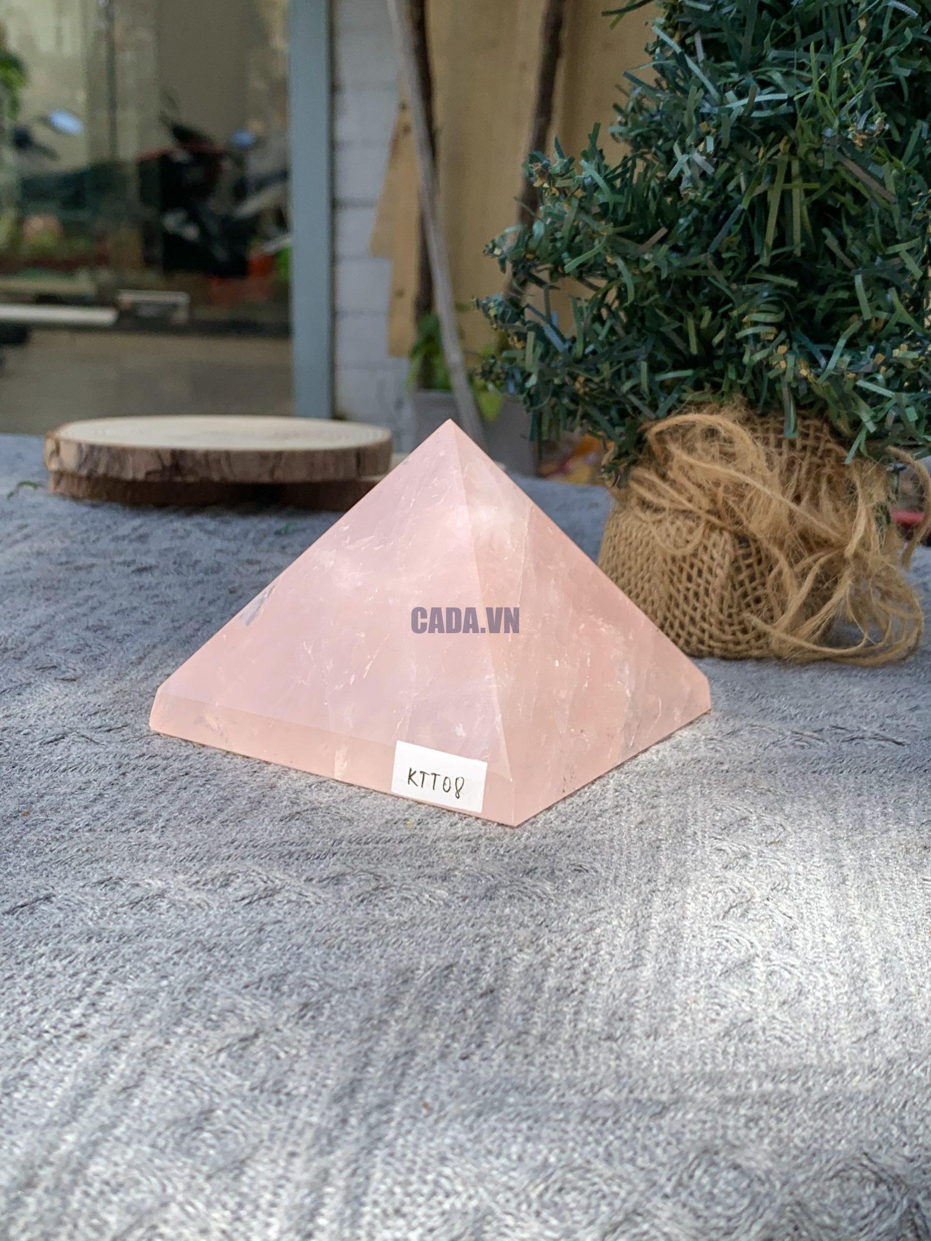 KIM TỰ THÁP ĐÁ THẠCH ANH HỒNG (KTT08) KT: 6,3*8,3 CM - KL: 0,455 KG