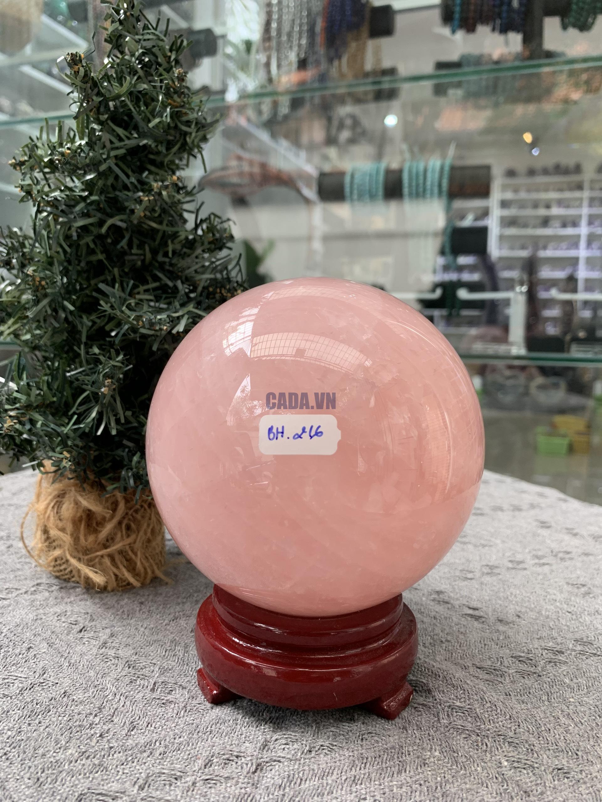 Bi cầu Thạch Anh Hồng – Rose Quartz Sphere (BH216), ĐK: 10,83CM, KL: 1,84KG