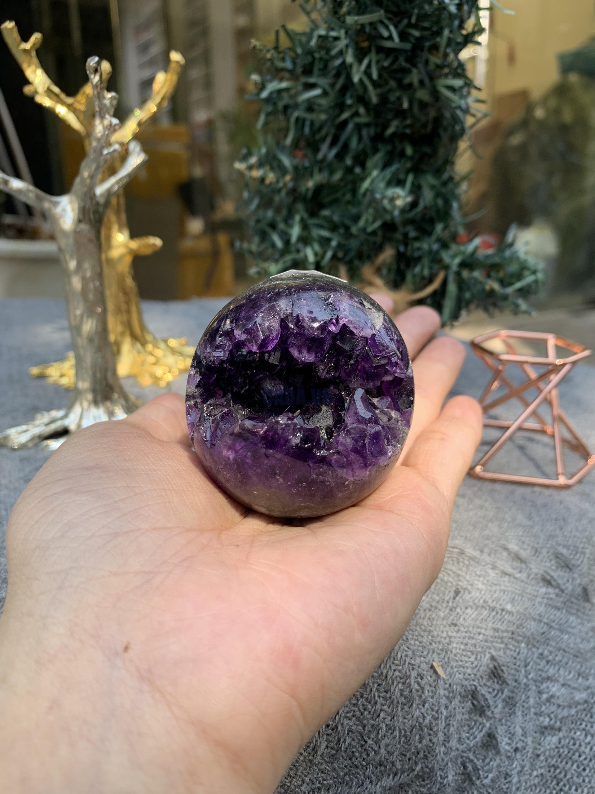 Bi Cầu Miệng Cười Thạch Anh Tím – Amethyst (BTH07) - KL: 0,165 KG - ĐK: 5,3CM