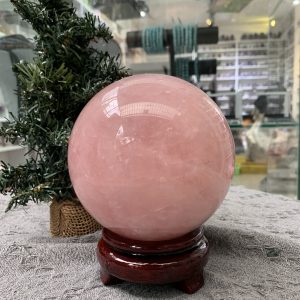 Bi cầu Thạch Anh Hồng – Rose Quartz Sphere (BH204), ĐK: 11,15CM, KL: 1,9KG