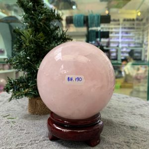 Bi cầu Thạch Anh Hồng – Rose Quartz Sphere (BH190), ĐK: 10,51CM, KL: 1,57KG