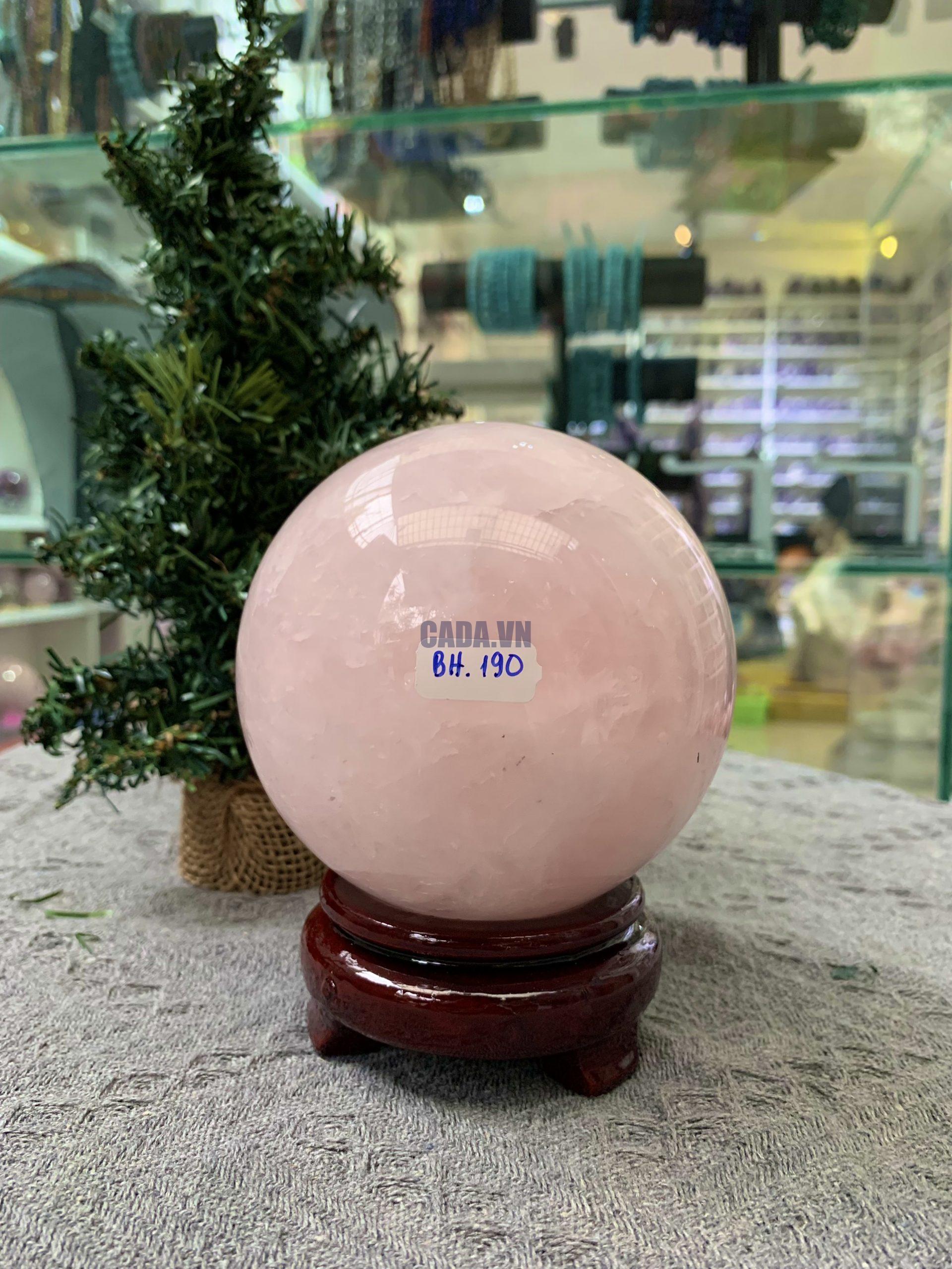 Bi cầu Thạch Anh Hồng – Rose Quartz Sphere (BH190), ĐK: 10,51CM, KL: 1,57KG