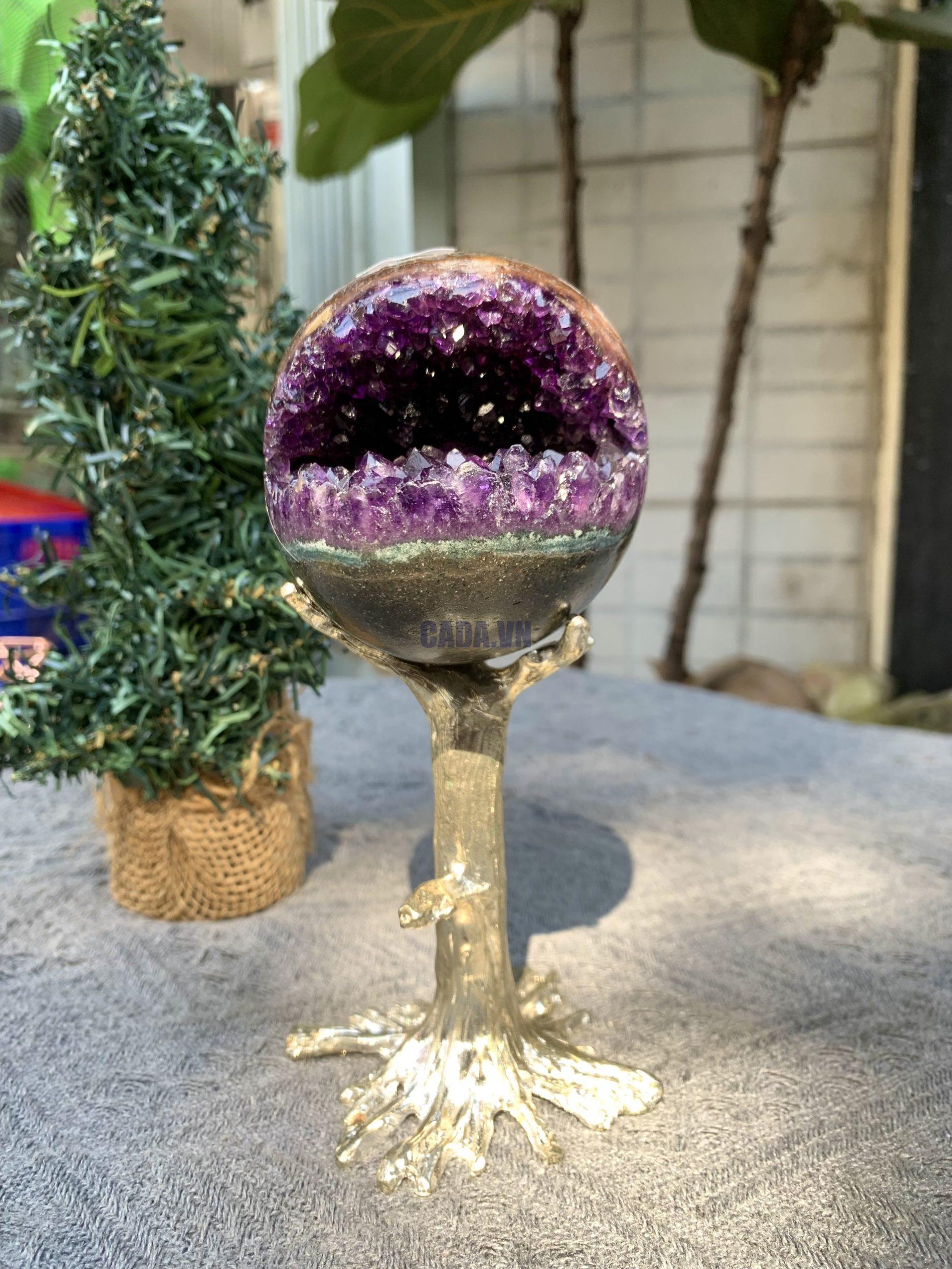 Bi Cầu Miệng Cười Thạch Anh Tím – Amethyst (BTH05) - KL: 0,205 KG - ĐK: 5,8 CM