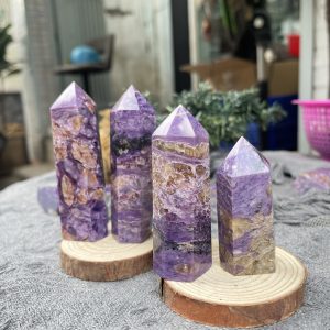Trụ đá mắt rồng - Charoite | Đá trang trí, sưu tầm, healing | CADA DECOR