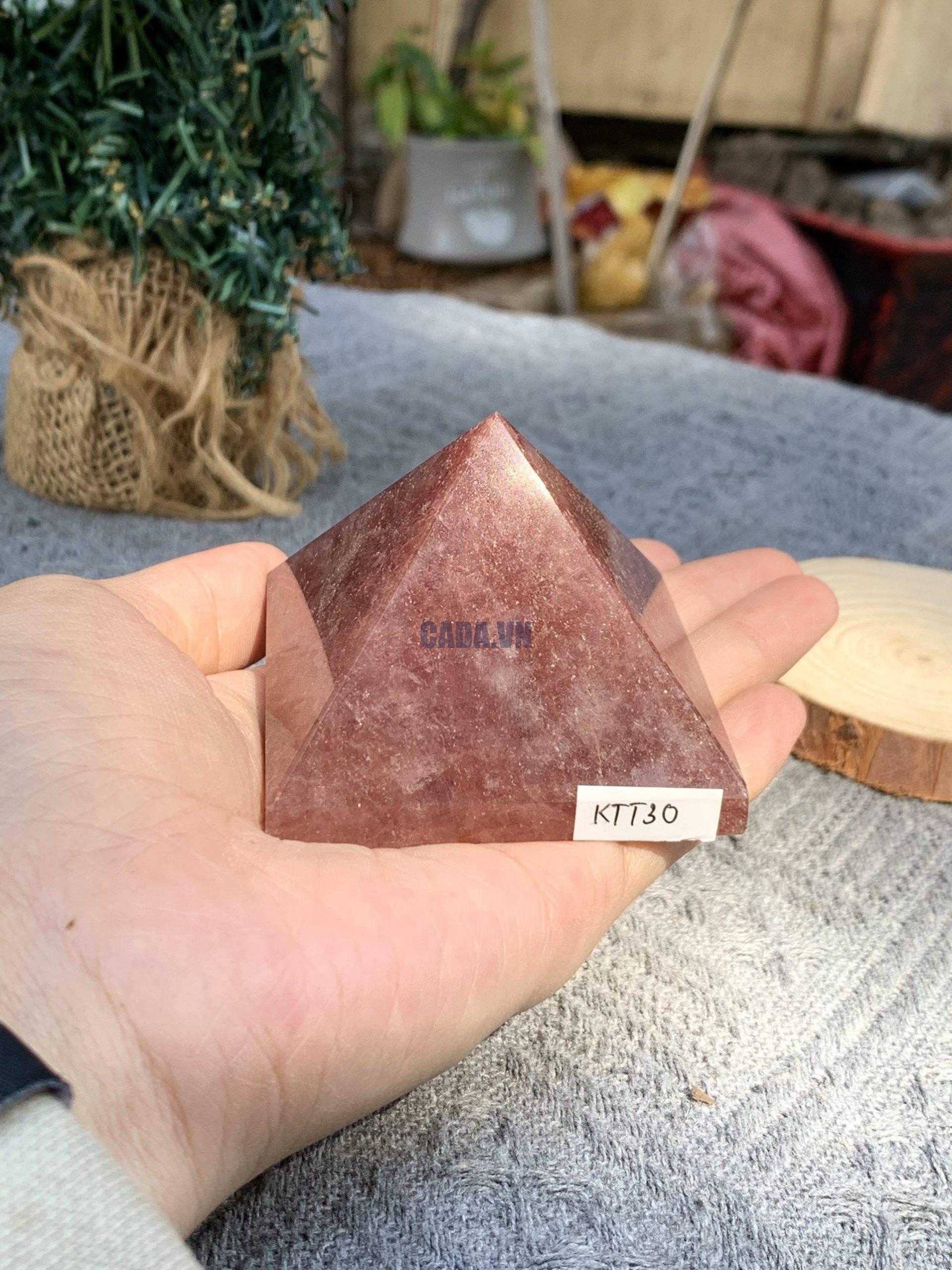 KIM TỰ THÁP ĐÁ THẠCH ANH DÂU ĐỎ - Strawberry Quartz (KTT30) KT: 4,4*6 CM - KL: 0,175 KG 