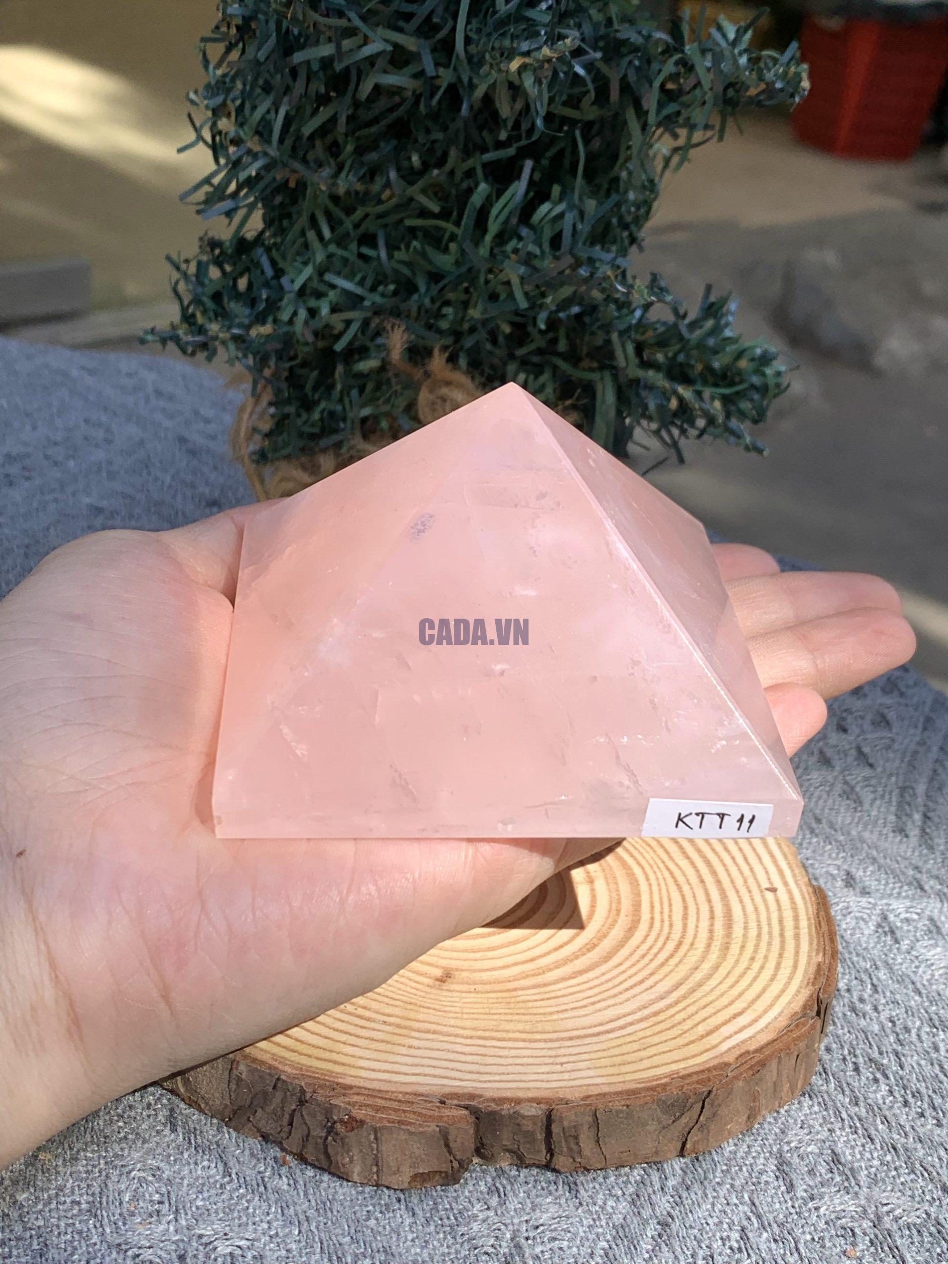KIM TỰ THÁP ĐÁ THẠCH ANH HỒNG (KTT11) KT: 4,8*7 CM - KL: 0,315 KG