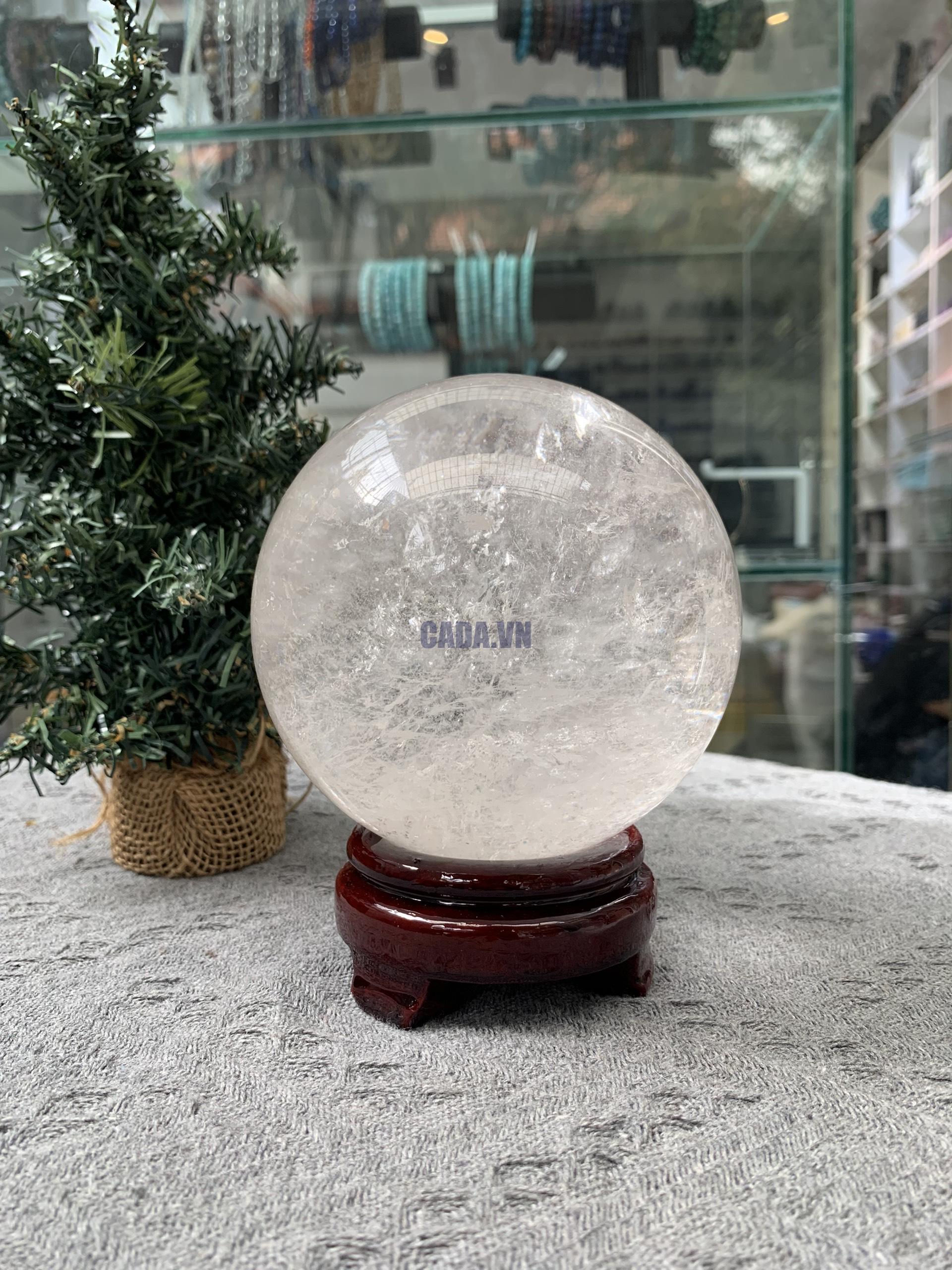 QUẢ CẦU PHONG THỦY THẠCH ANH TRẮNG (BTR64) ĐK: 11,40CM KL: 1,99KG