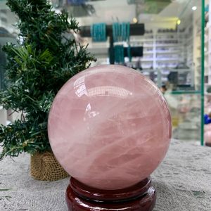 Bi cầu Thạch Anh Hồng – Rose Quartz Sphere (BH217), ĐK: 10,19CM, KL: 1,505KG