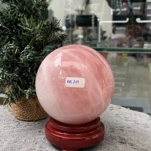 Bi cầu Thạch Anh Hồng – Rose Quartz Sphere (BH211), ĐK: 9,87CM, KL: 1,32KG