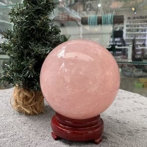 Bi cầu Thạch Anh Hồng – Rose Quartz Sphere (BH216), ĐK: 10,83CM, KL: 1,84KG
