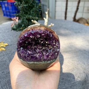 Bi Cầu Miệng Cười Thạch Anh Tím – Amethyst (BTH06) - KL: 0,465 KG - ĐK: 7,3CM