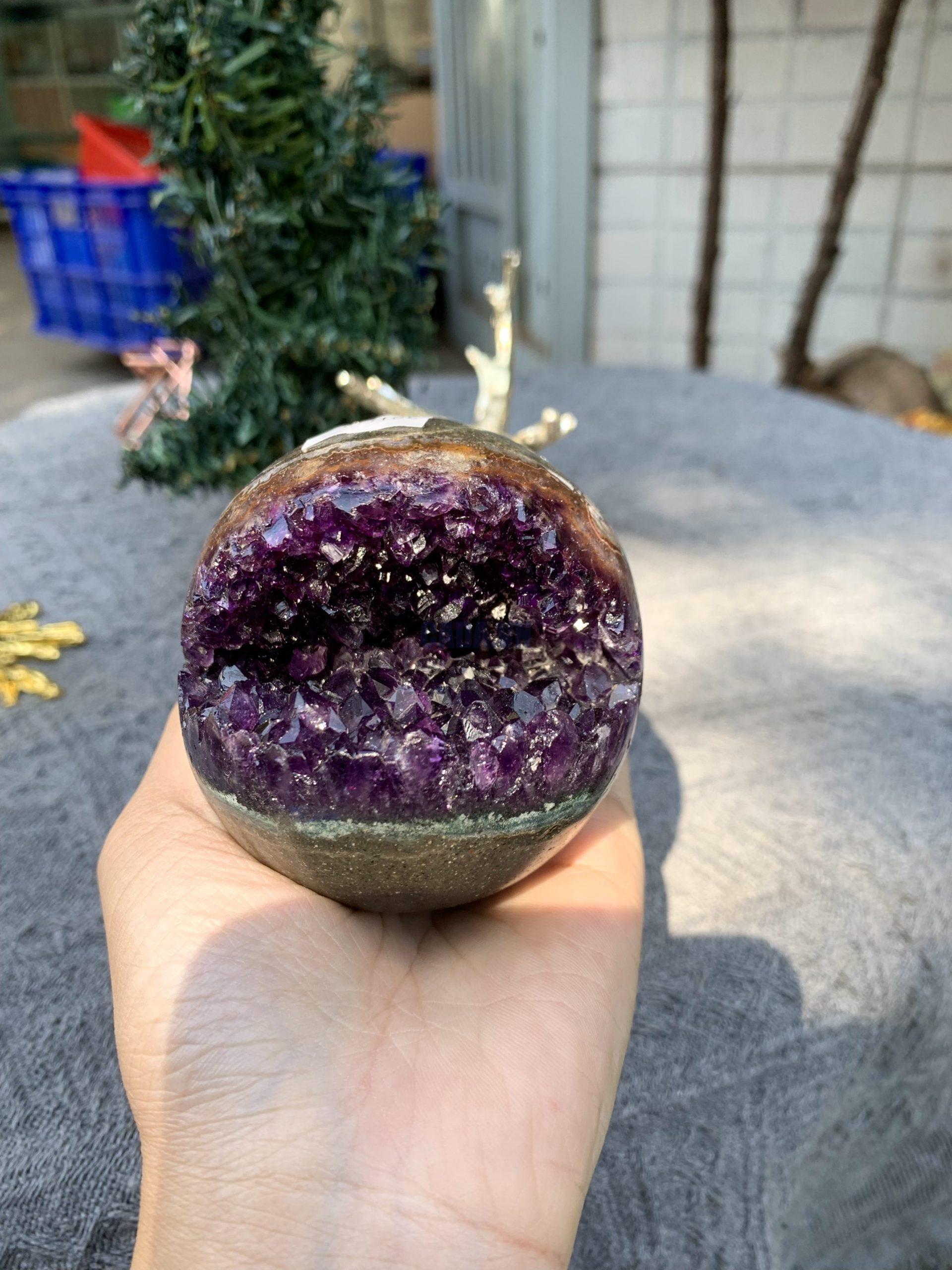 Bi Cầu Miệng Cười Thạch Anh Tím – Amethyst (BTH06) - KL: 0,465 KG - ĐK: 7,3CM