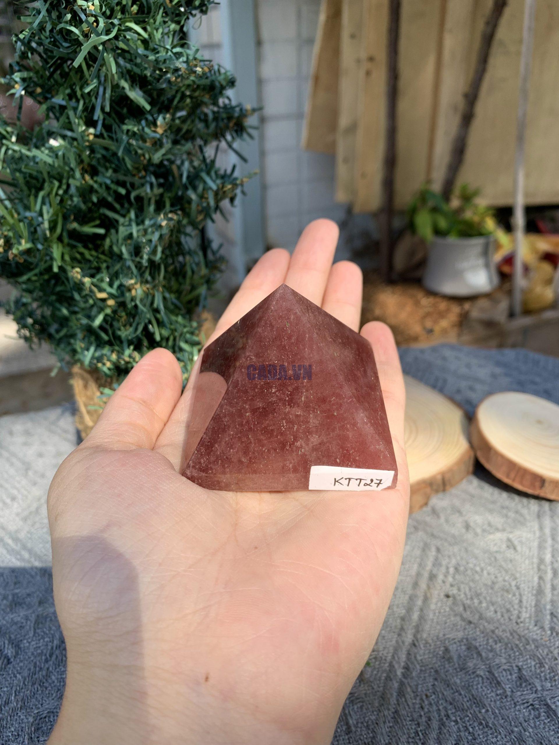 KIM TỰ THÁP ĐÁ THẠCH ANH DÂU ĐỎ - Strawberry Quartz (KTT27) KT: 4,3*5 CM - KL: 0,13 KG