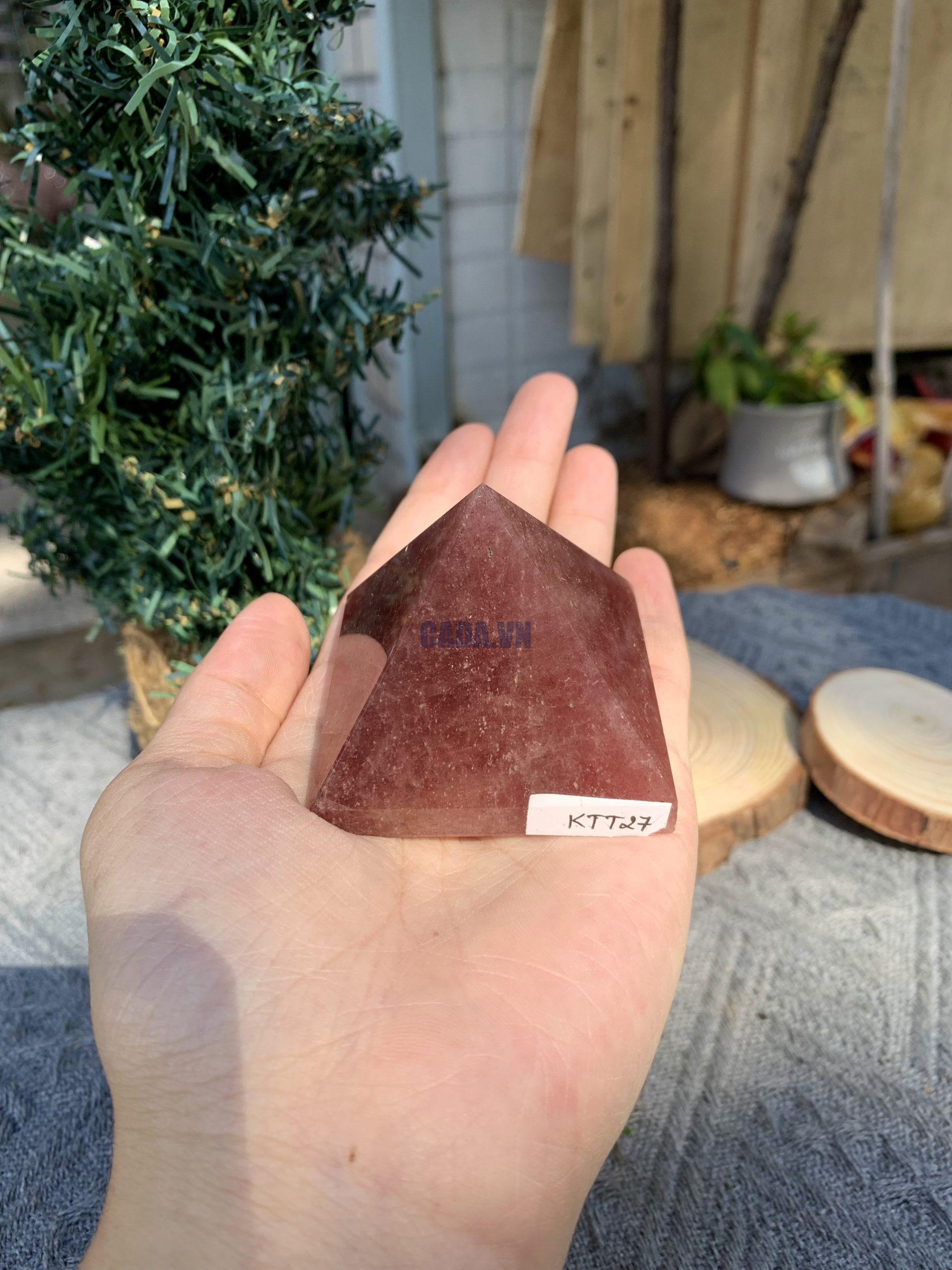 KIM TỰ THÁP ĐÁ THẠCH ANH DÂU ĐỎ - Strawberry Quartz (KTT27) KT: 4,3*5 CM - KL: 0,13 KG 