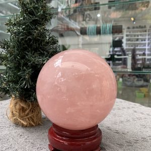 Bi cầu Thạch Anh Hồng – Rose Quartz Sphere (BH216), ĐK: 10,83CM, KL: 1,84KG