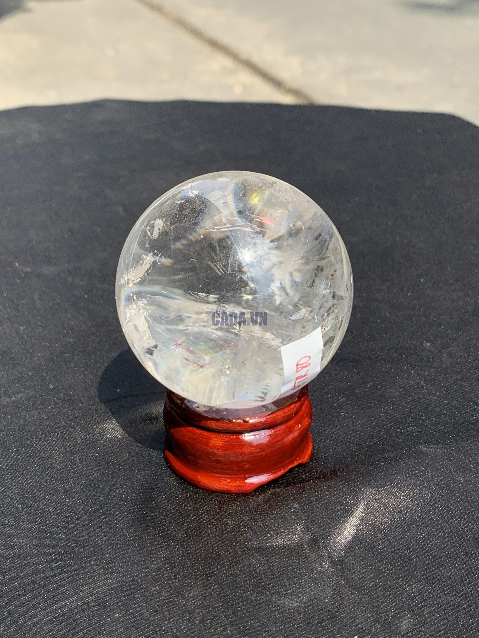 QUẢ CẦU THẠCH ANH TRẮNG (BTR80) ĐK: 6,051CM - KL: 304GRAM | CADA DECOR QUẢ CẦU THẠCH ANH TRẮNG (BTR80) ĐK: 6,051CM - KL: 304GRAM | CADA DECOR