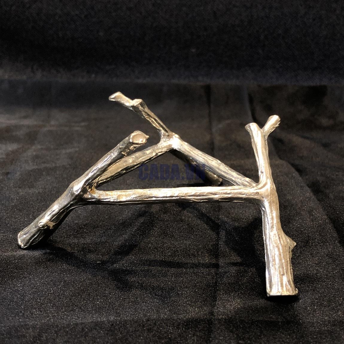 Đế kim loại bạc 3 chân 6cm ( kiểu gỗ) | CADA DECOR
