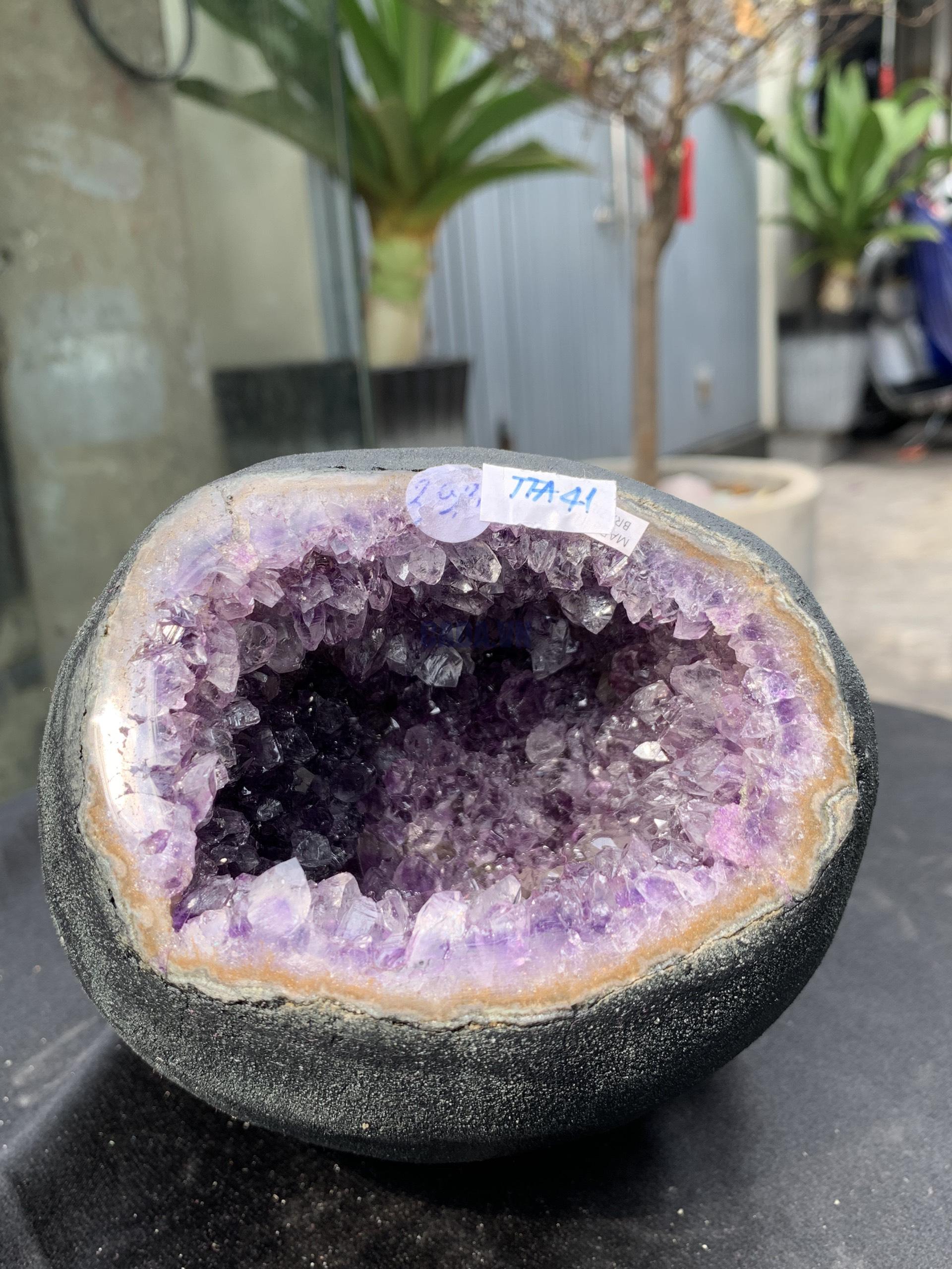 Túi Tiền – Ổ Tụ Tài Thạch Anh Tím – Amethyst (TAT41), KT: 11x8x16 CM, KL : 2,895kg