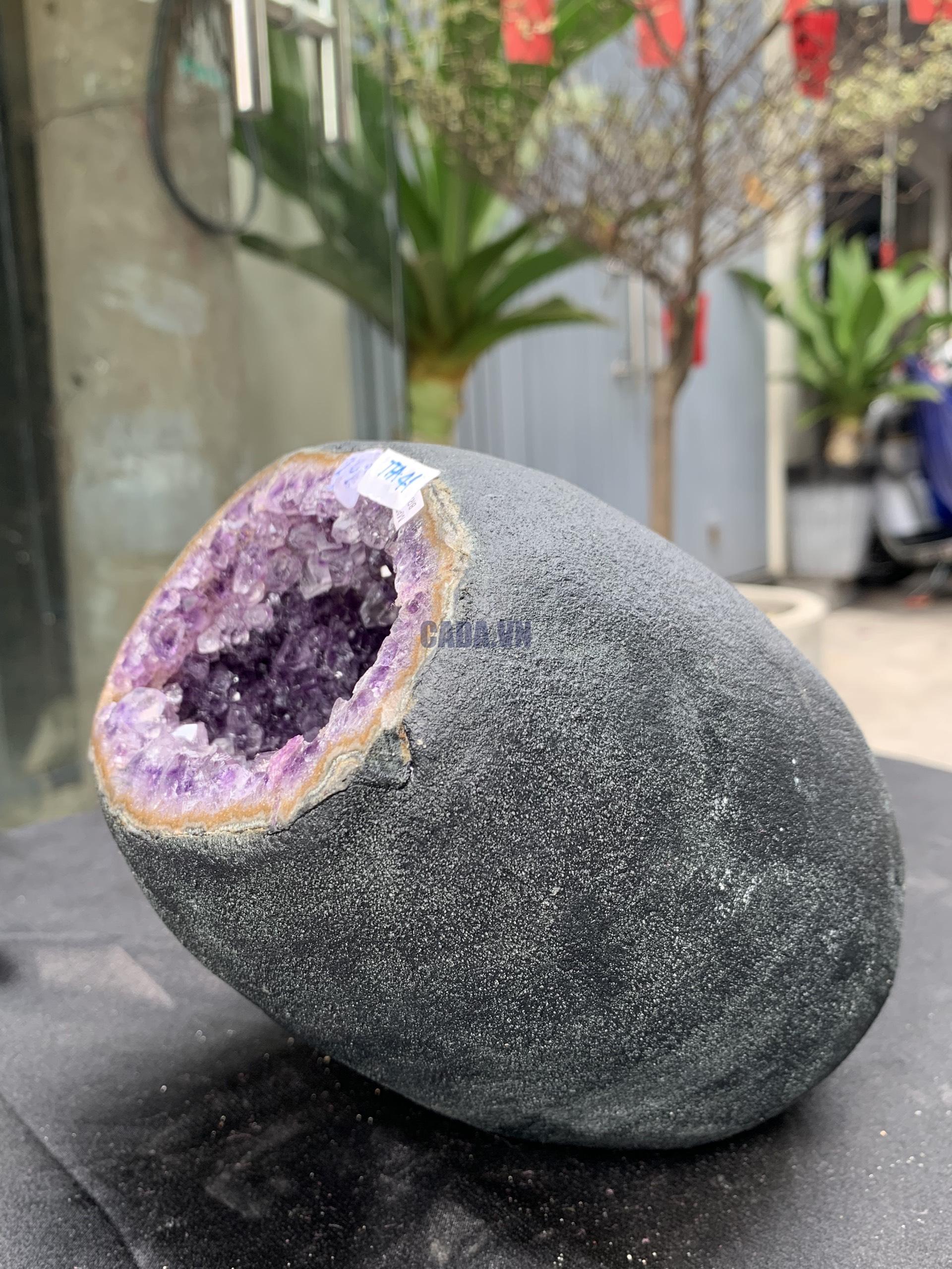 Túi Tiền – Ổ Tụ Tài Thạch Anh Tím – Amethyst (TAT41), KT: 11x8x16 CM, KL : 2,895kg