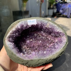 Túi Tiền – Ổ Tụ Tài Thạch Anh Tím – Amethyst (TAT42), KT: 11,5x8x14 CM, KL : 2,215kg