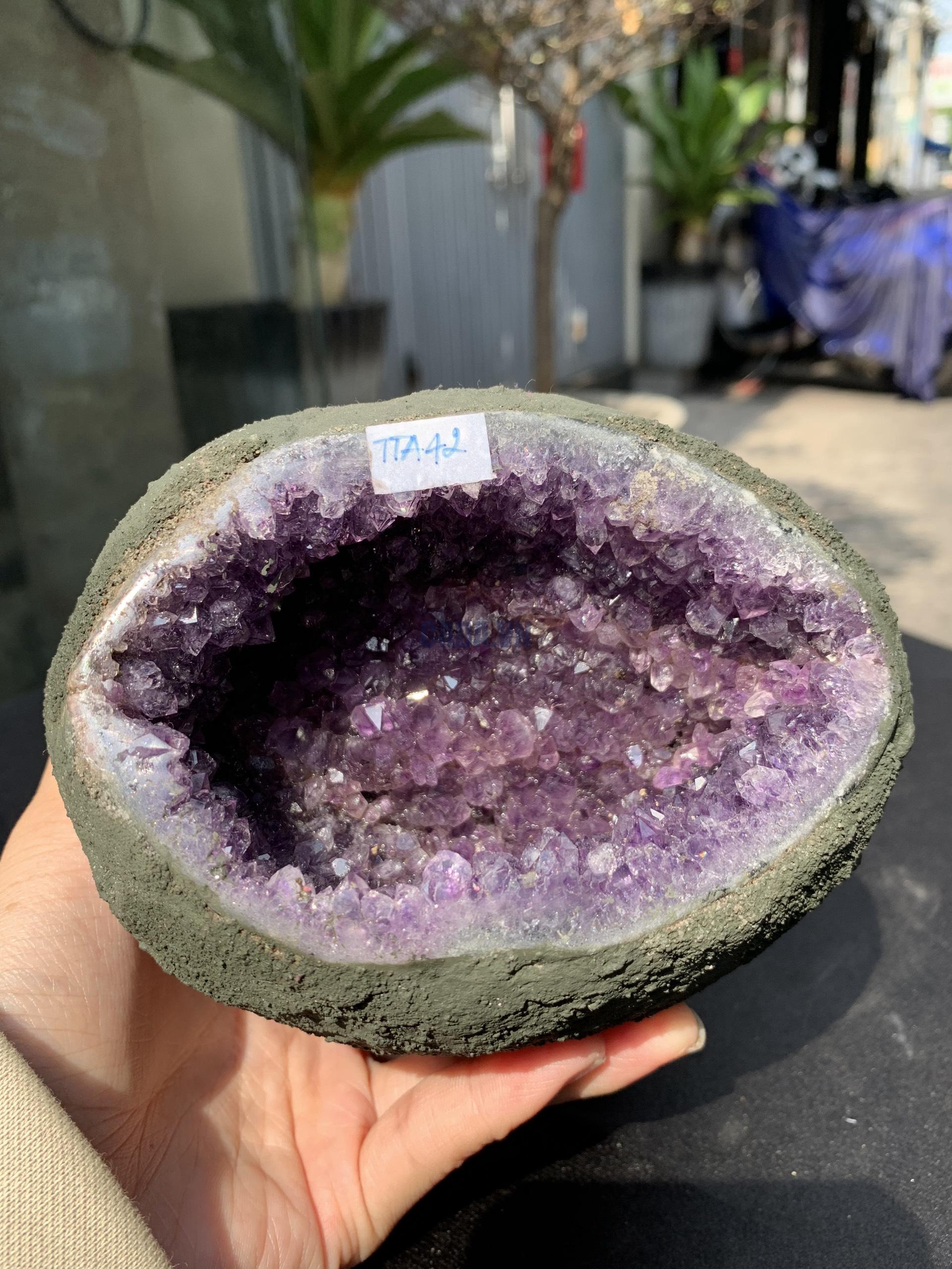 Túi Tiền – Ổ Tụ Tài Thạch Anh Tím – Amethyst (TAT42), KT: 11,5x8x14 CM, KL : 2,215kg