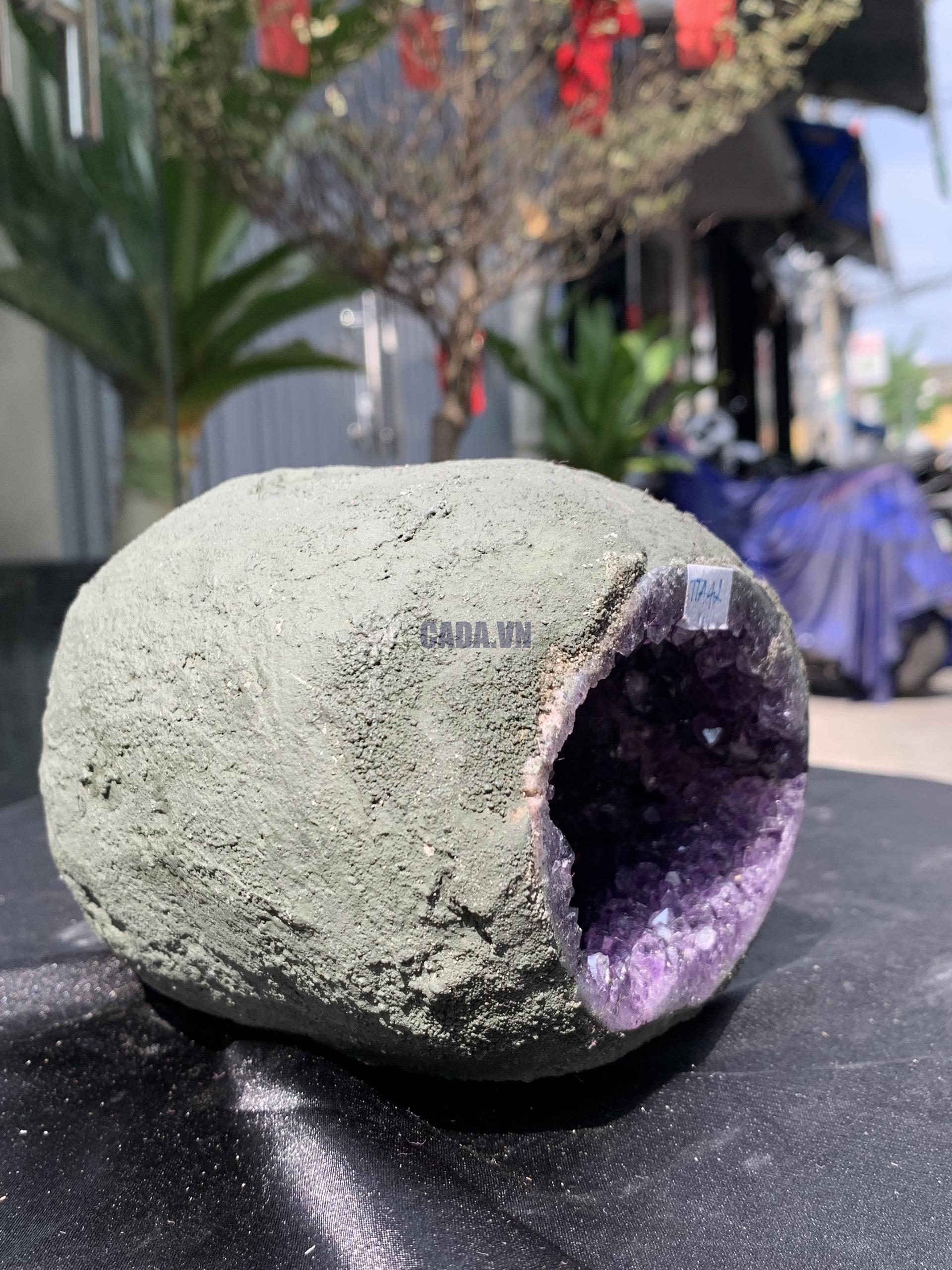 Túi Tiền – Ổ Tụ Tài Thạch Anh Tím – Amethyst (TAT42), KT: 11,5x8x14 CM, KL : 2,215kg