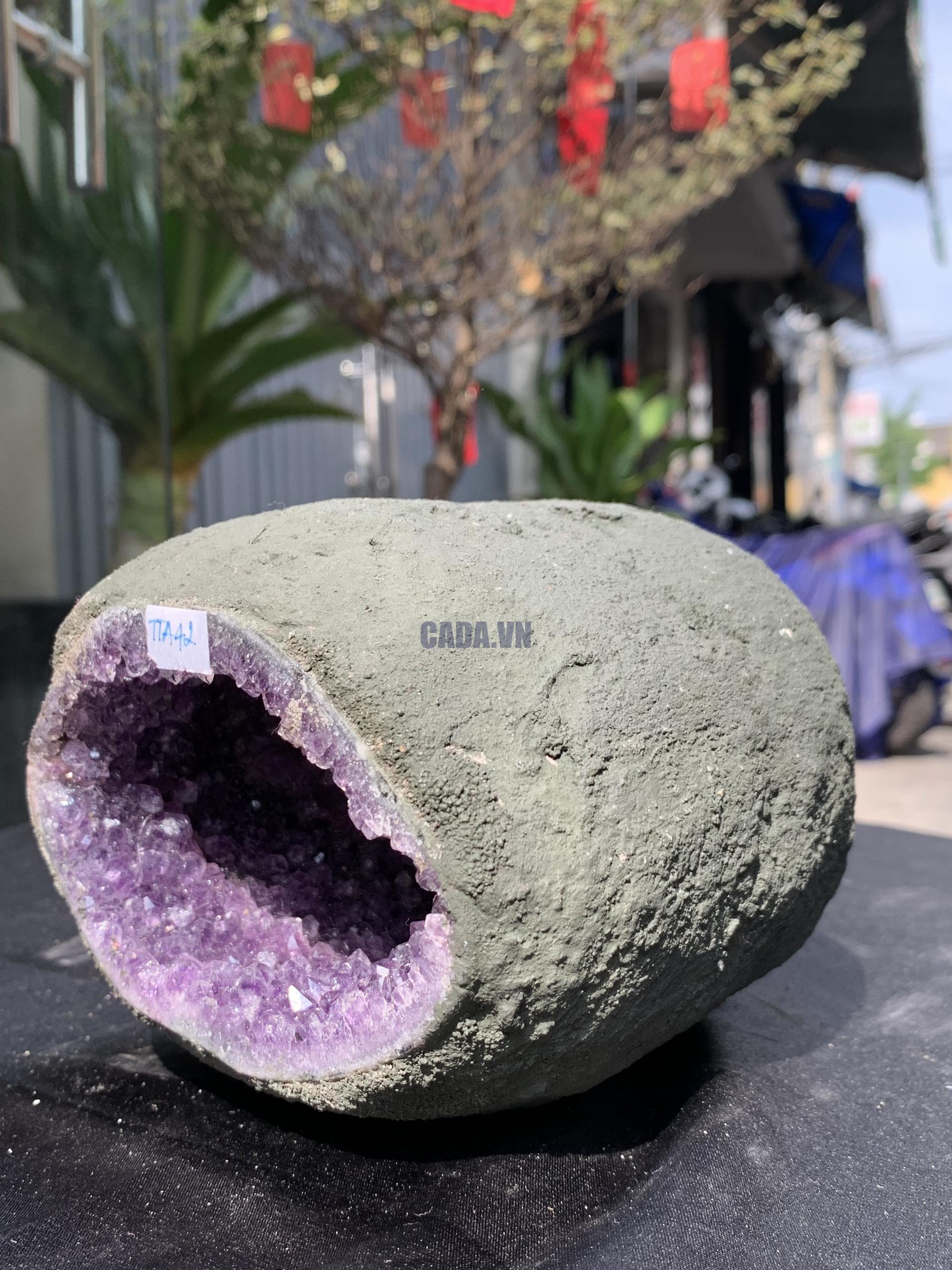 Túi Tiền – Ổ Tụ Tài Thạch Anh Tím – Amethyst (TAT42), KT: 11,5x8x14 CM, KL : 2,215kg