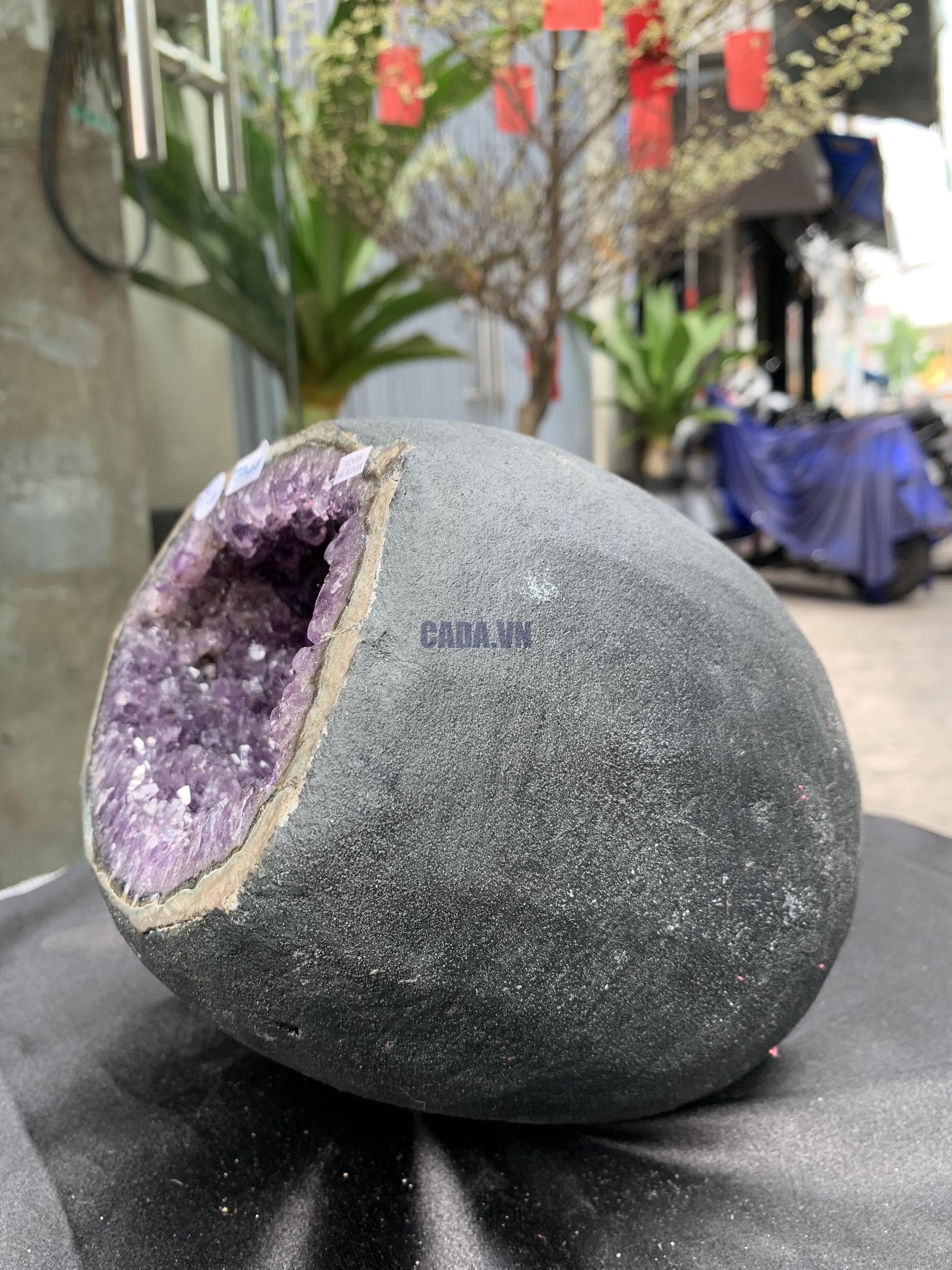 Túi Tiền – Ổ Tụ Tài Thạch Anh Tím – Amethyst (TAT44), KT: 13x10,5x20CM, KL : 5,075kg