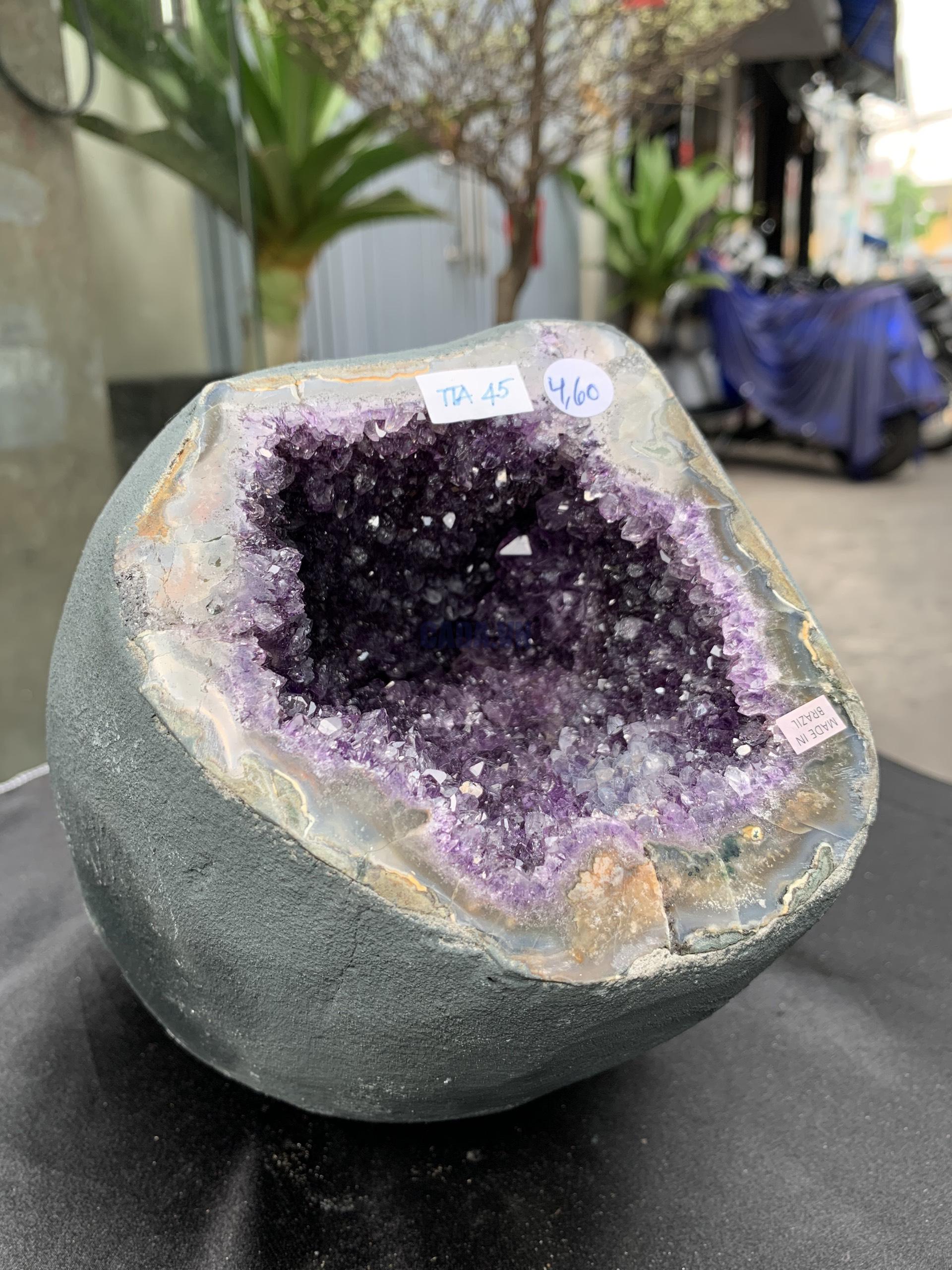 Túi Tiền – Ổ Tụ Tài Thạch Anh Tím – Amethyst (TAT45), KT: 10,5x11x20CM, KL : 4,525kg