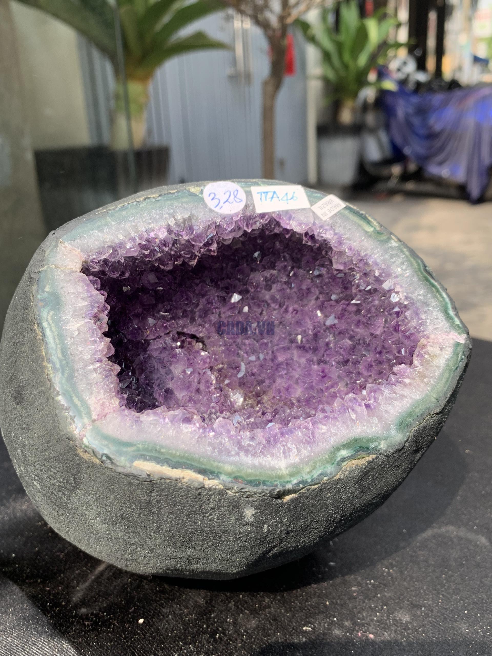 Túi Tiền – Ổ Tụ Tài Thạch Anh Tím – Amethyst (TAT46), KT: 11x9x18CM, KL : 3,235kg