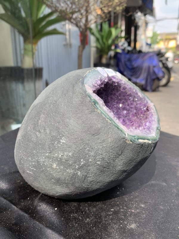 Túi Tiền – Ổ Tụ Tài Thạch Anh Tím – Amethyst (TAT46), KT: 11x9x18CM, KL : 3,235kg