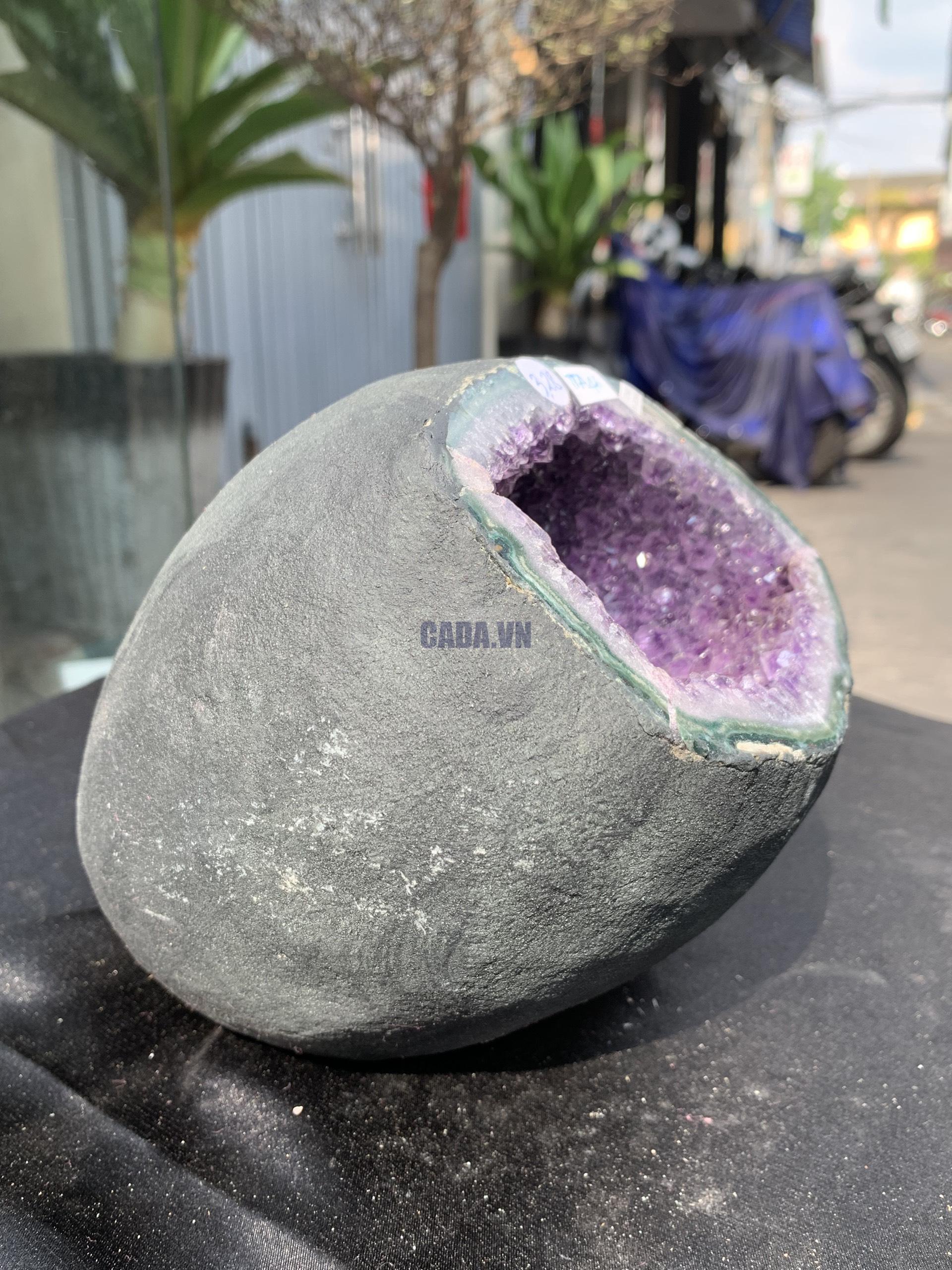 Túi Tiền – Ổ Tụ Tài Thạch Anh Tím – Amethyst (TAT46), KT: 11x9x18CM, KL : 3,235kg