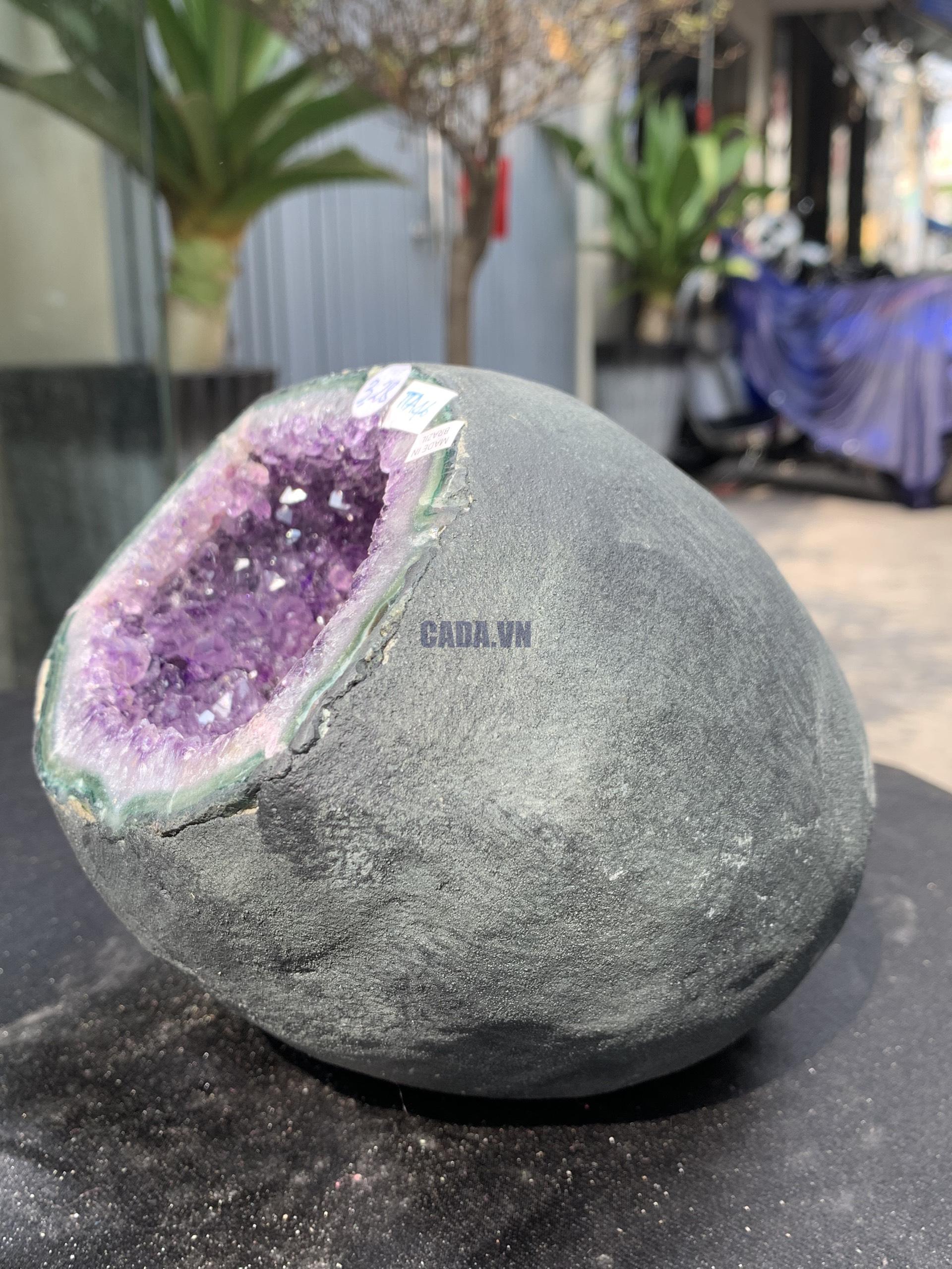 Túi Tiền – Ổ Tụ Tài Thạch Anh Tím – Amethyst (TAT46), KT: 11x9x18CM, KL : 3,235kg