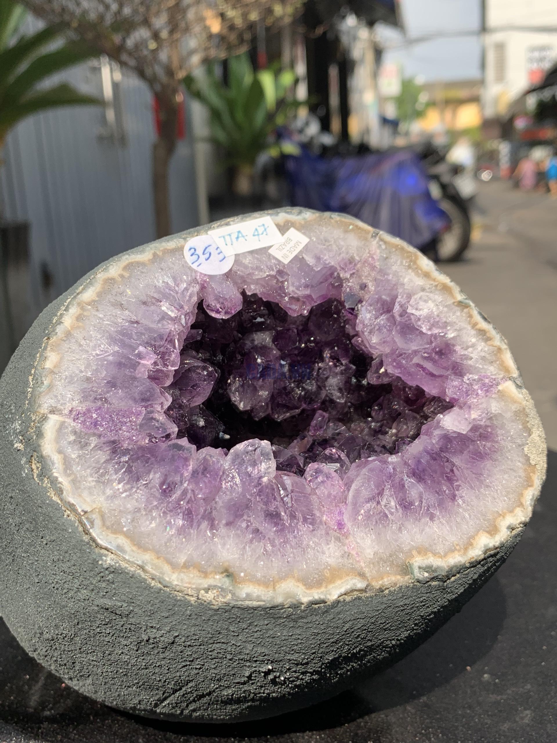 Túi Tiền – Ổ Tụ Tài Thạch Anh Tím – Amethyst (TAT47), KT: 13x11x16CM, KL : 3,45kg