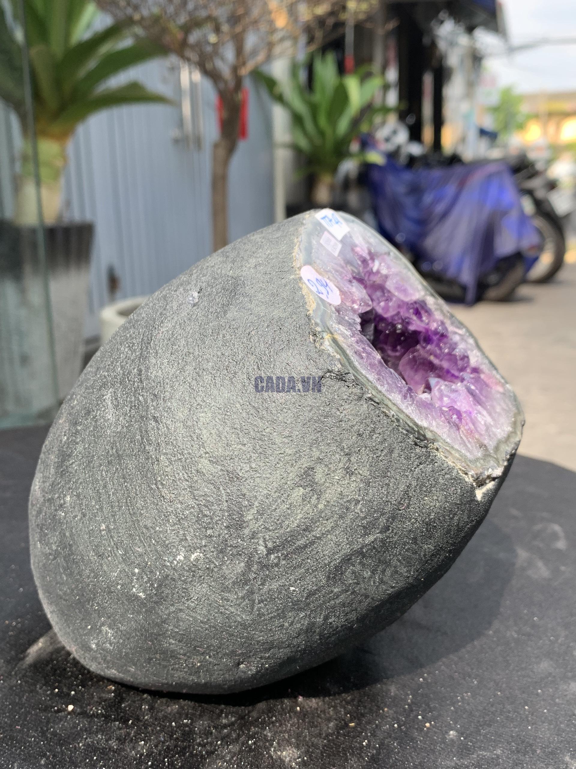 Túi Tiền – Ổ Tụ Tài Thạch Anh Tím – Amethyst (TAT48), KT: 10x9x16CM, KL : 2,885kg