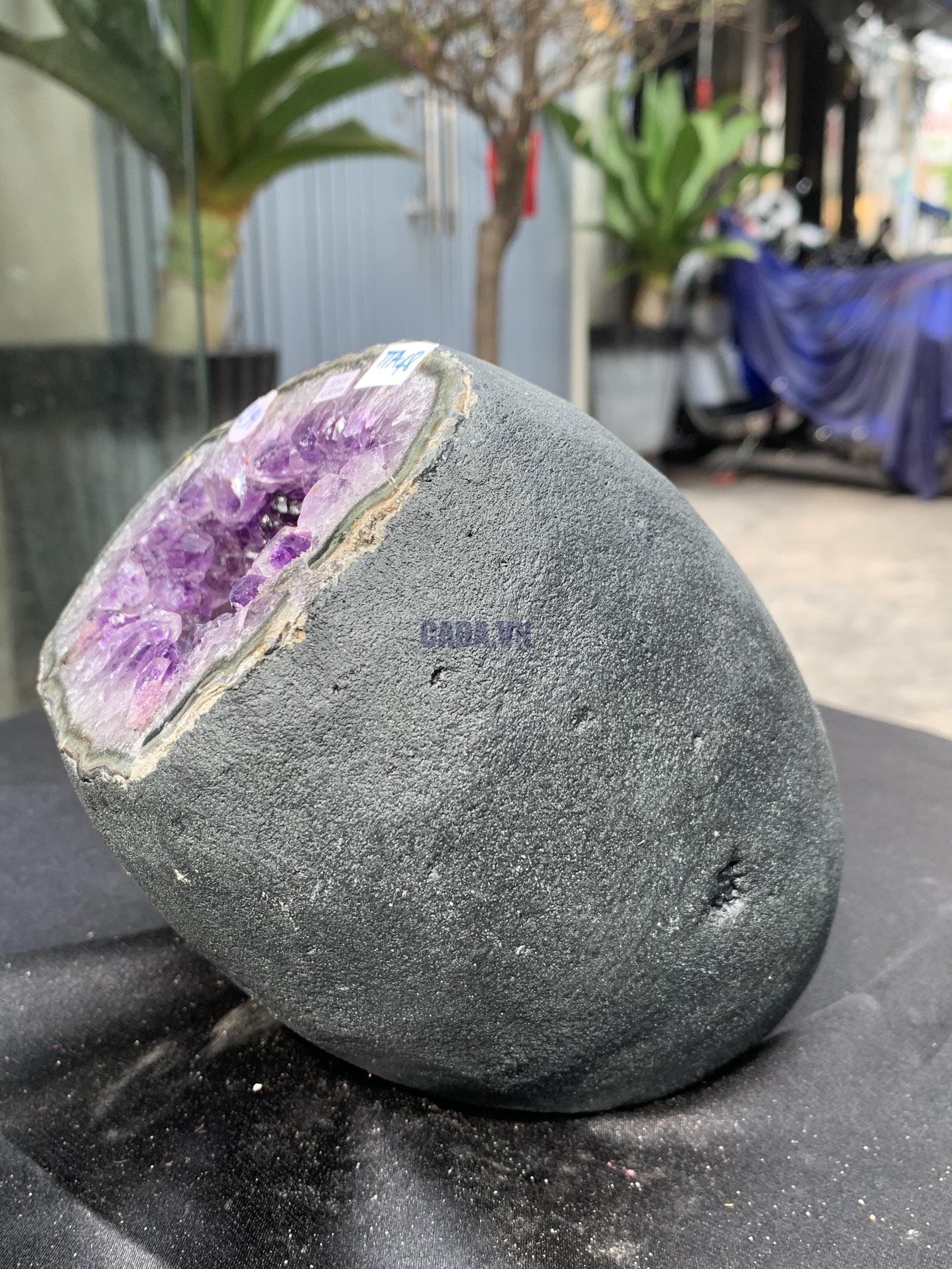 Túi Tiền – Ổ Tụ Tài Thạch Anh Tím – Amethyst (TAT48), KT: 10x9x16CM, KL : 2,885kg