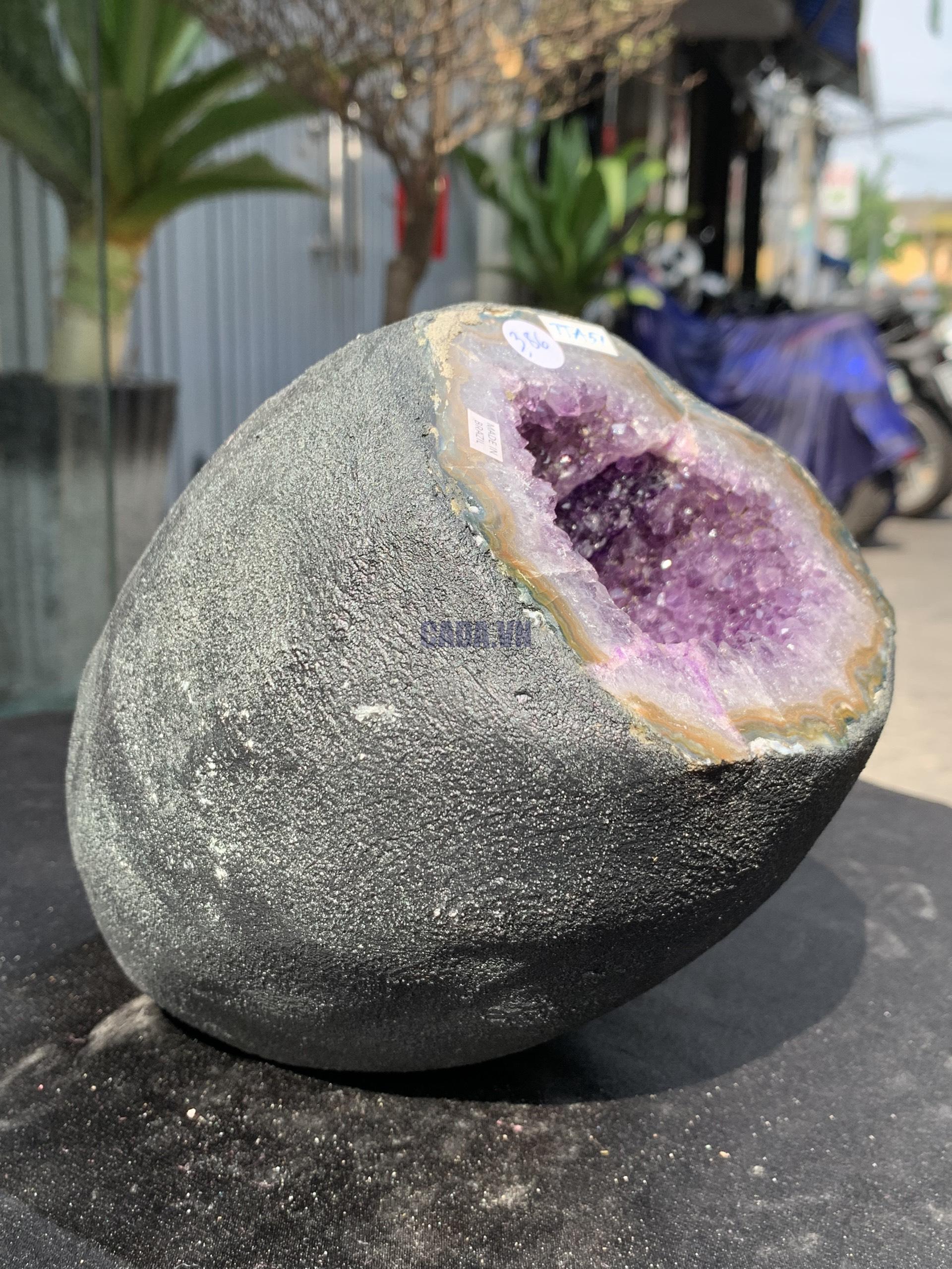 Túi Tiền – Ổ Tụ Tài Thạch Anh Tím – Amethyst (TAT51), KT: 11x10x17CM, KL : 3,785kg