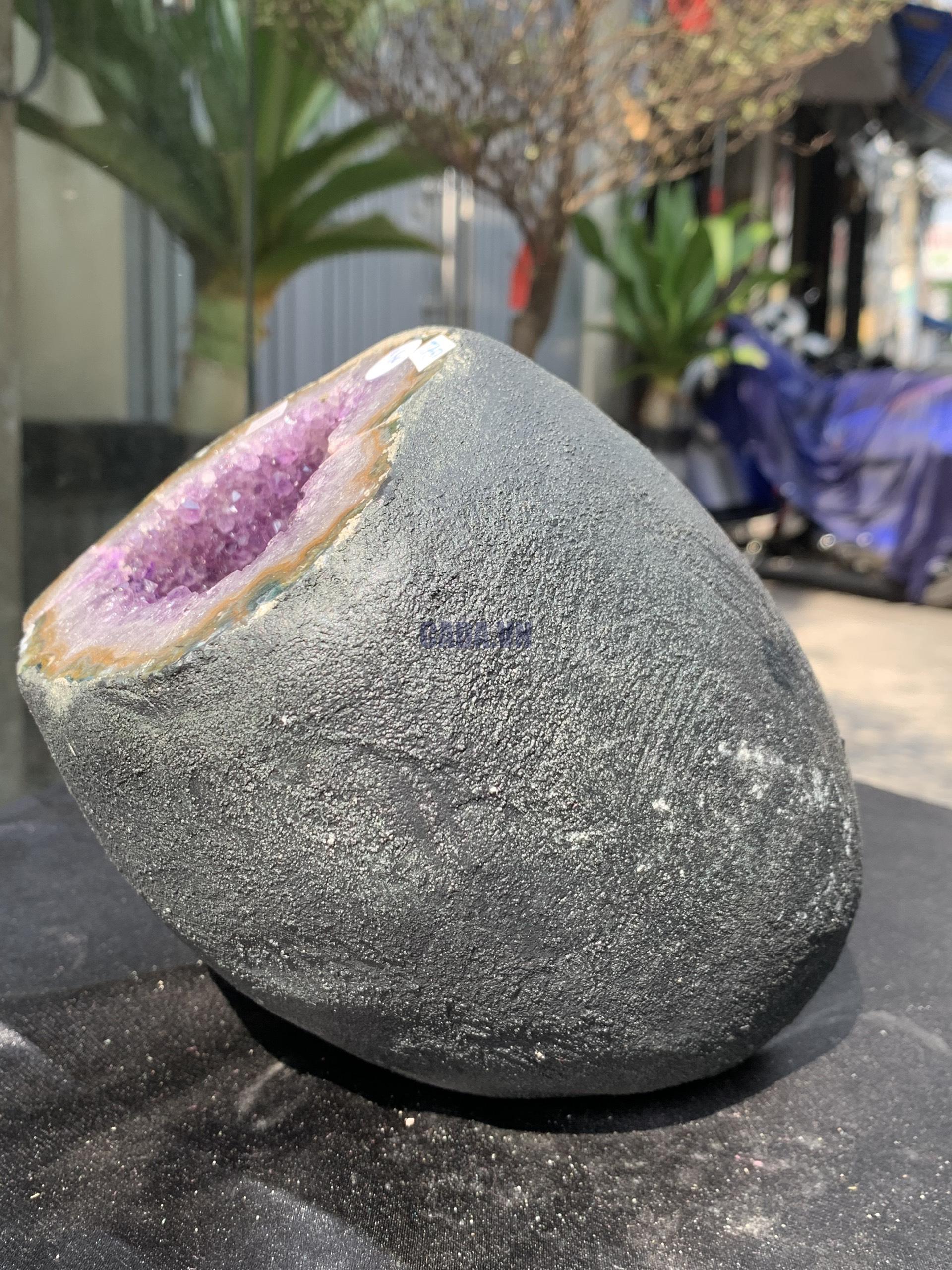 Túi Tiền – Ổ Tụ Tài Thạch Anh Tím – Amethyst (TAT51), KT: 11x10x17CM, KL : 3,785kg