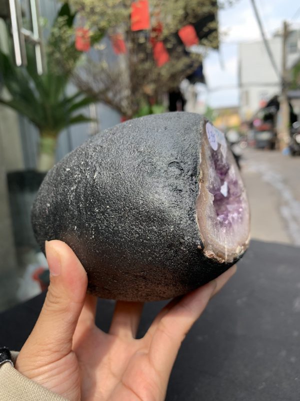 Túi Tiền – Ổ Tụ Tài Thạch Anh Tím – Amethyst (TAT54), KT: 9x7x11CM, KL : 1,325kg