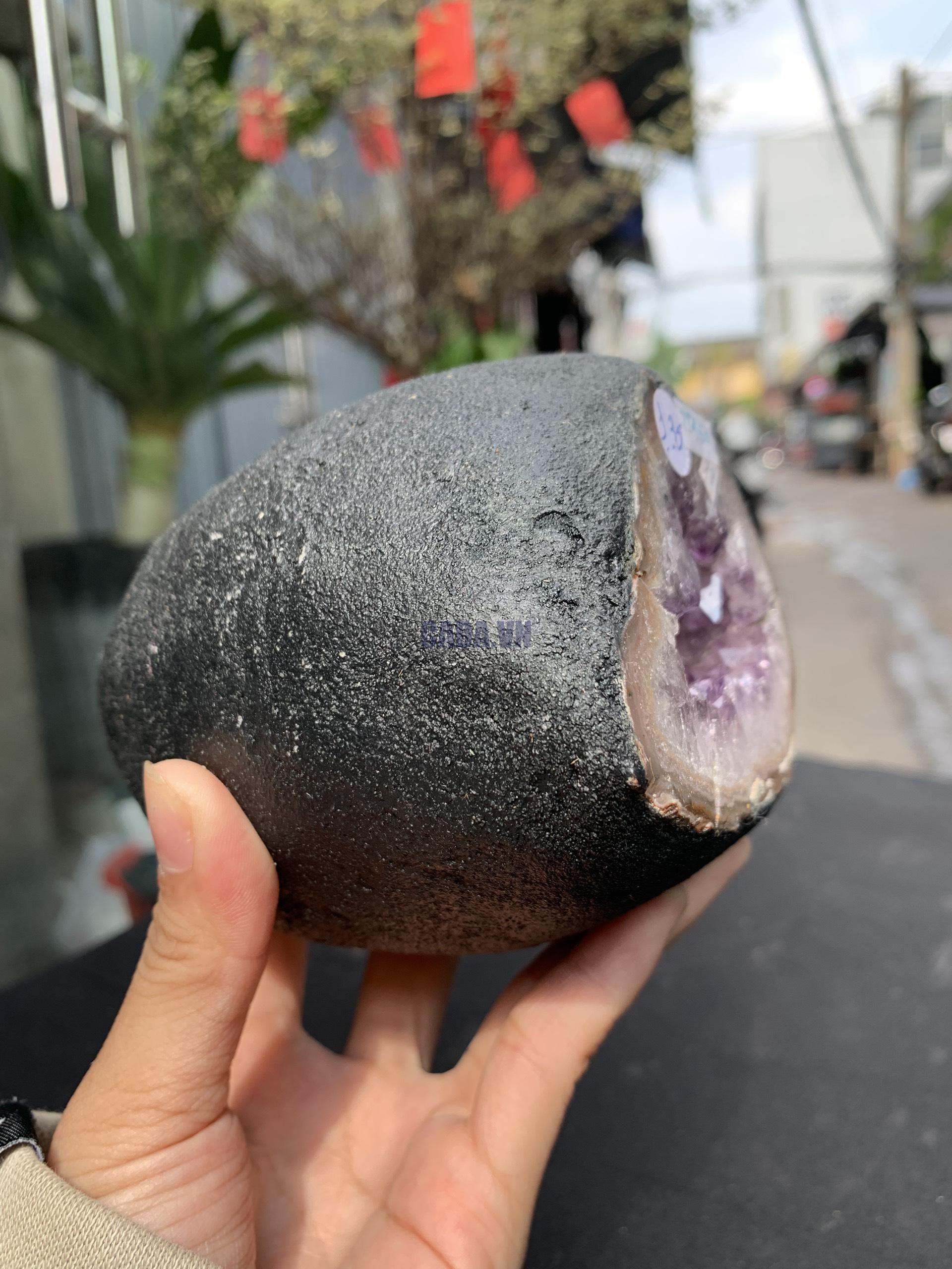 Túi Tiền – Ổ Tụ Tài Thạch Anh Tím – Amethyst (TAT54), KT: 9x7x11CM, KL : 1,325kg