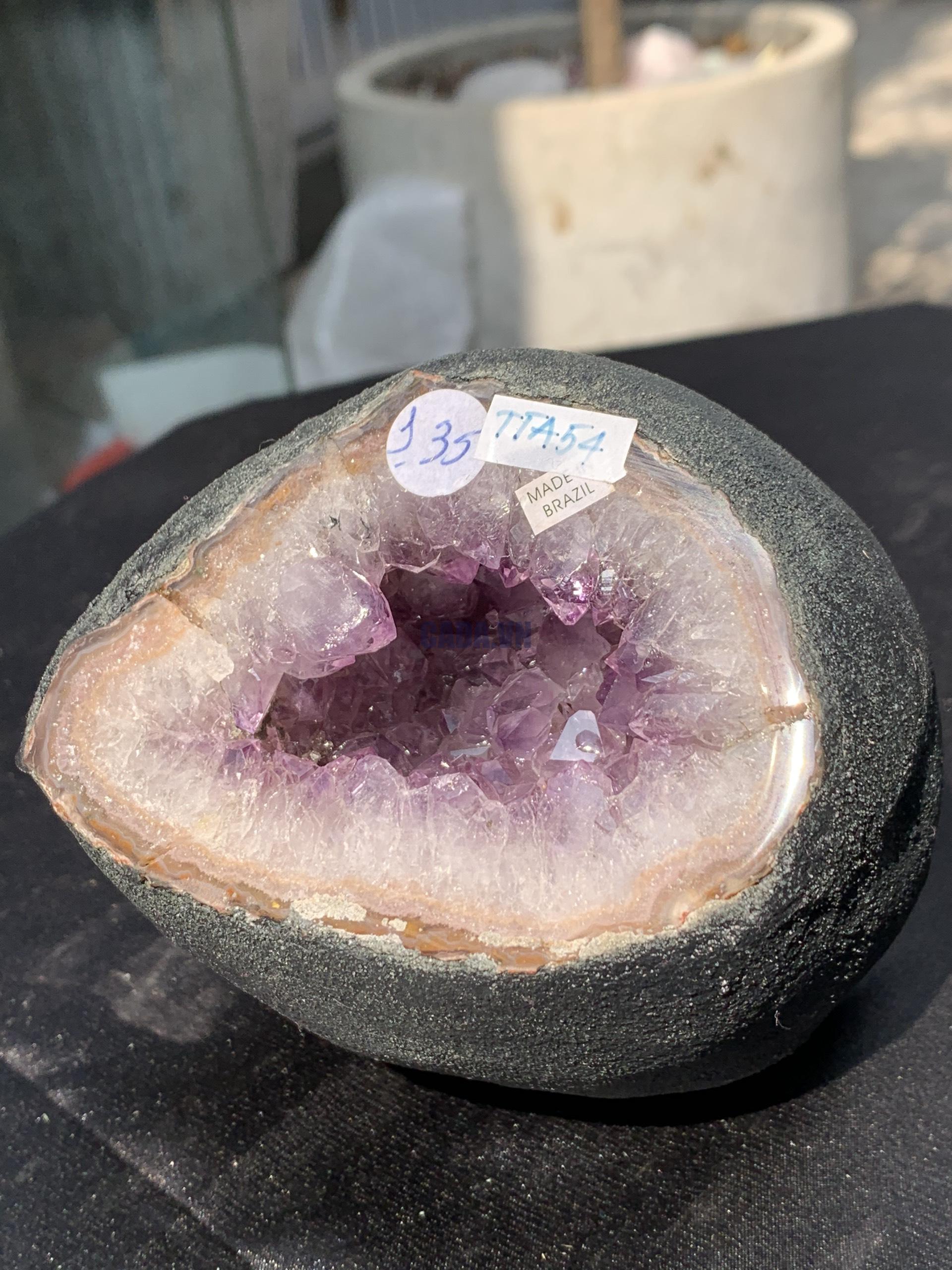 Túi Tiền – Ổ Tụ Tài Thạch Anh Tím – Amethyst (TAT54), KT: 9x7x11CM, KL : 1,325kg