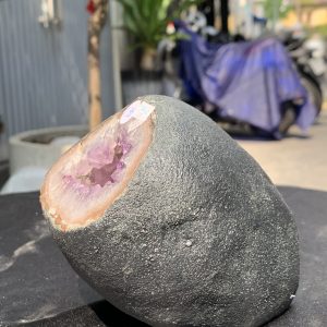 Túi Tiền – Ổ Tụ Tài Thạch Anh Tím – Amethyst (TAT54), KT: 9x7x11CM, KL : 1,325kg