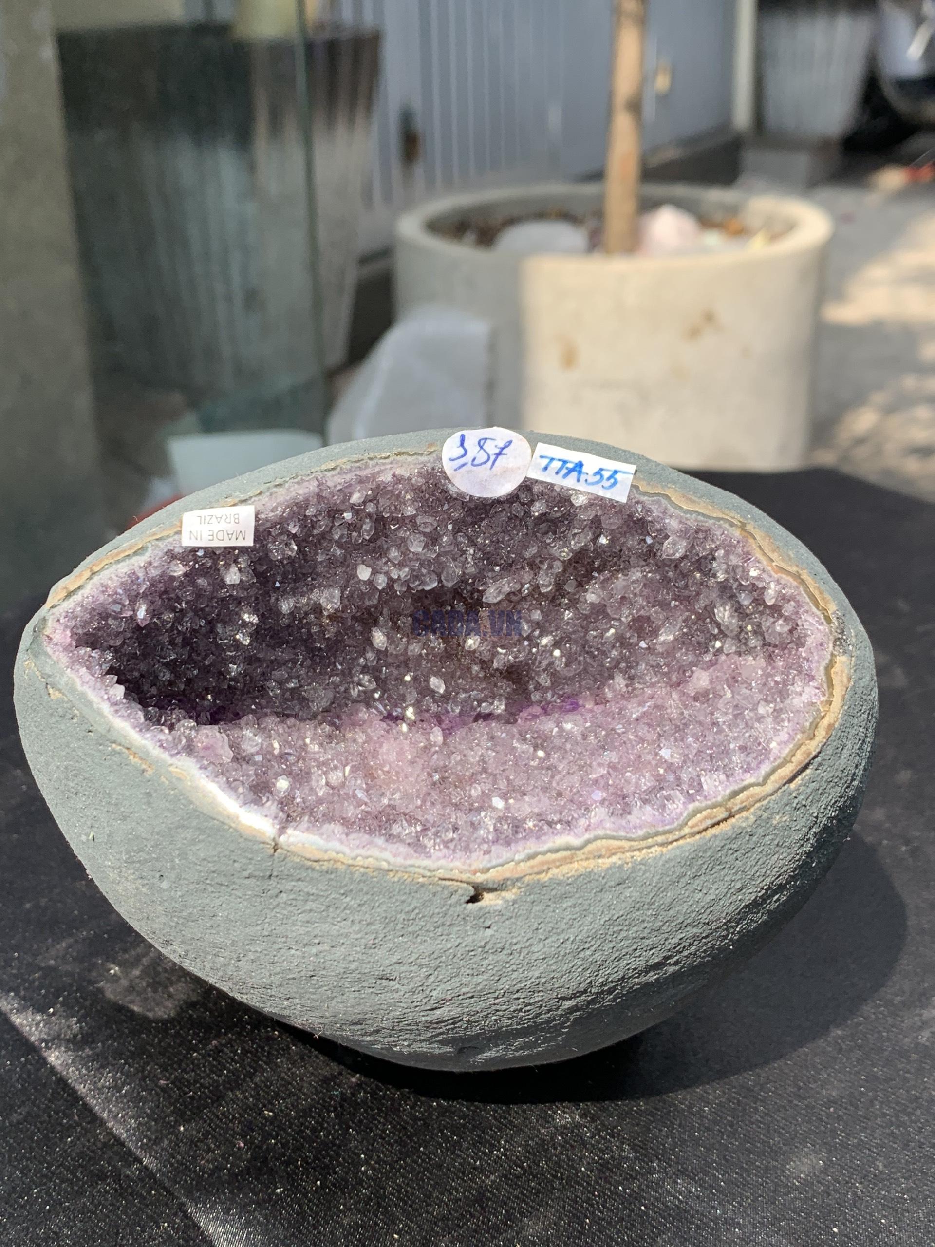 Túi Tiền – Ổ Tụ Tài Thạch Anh Tím – Amethyst (TAT55), KT: 12x6,5x15CM, KL : 1,815kg